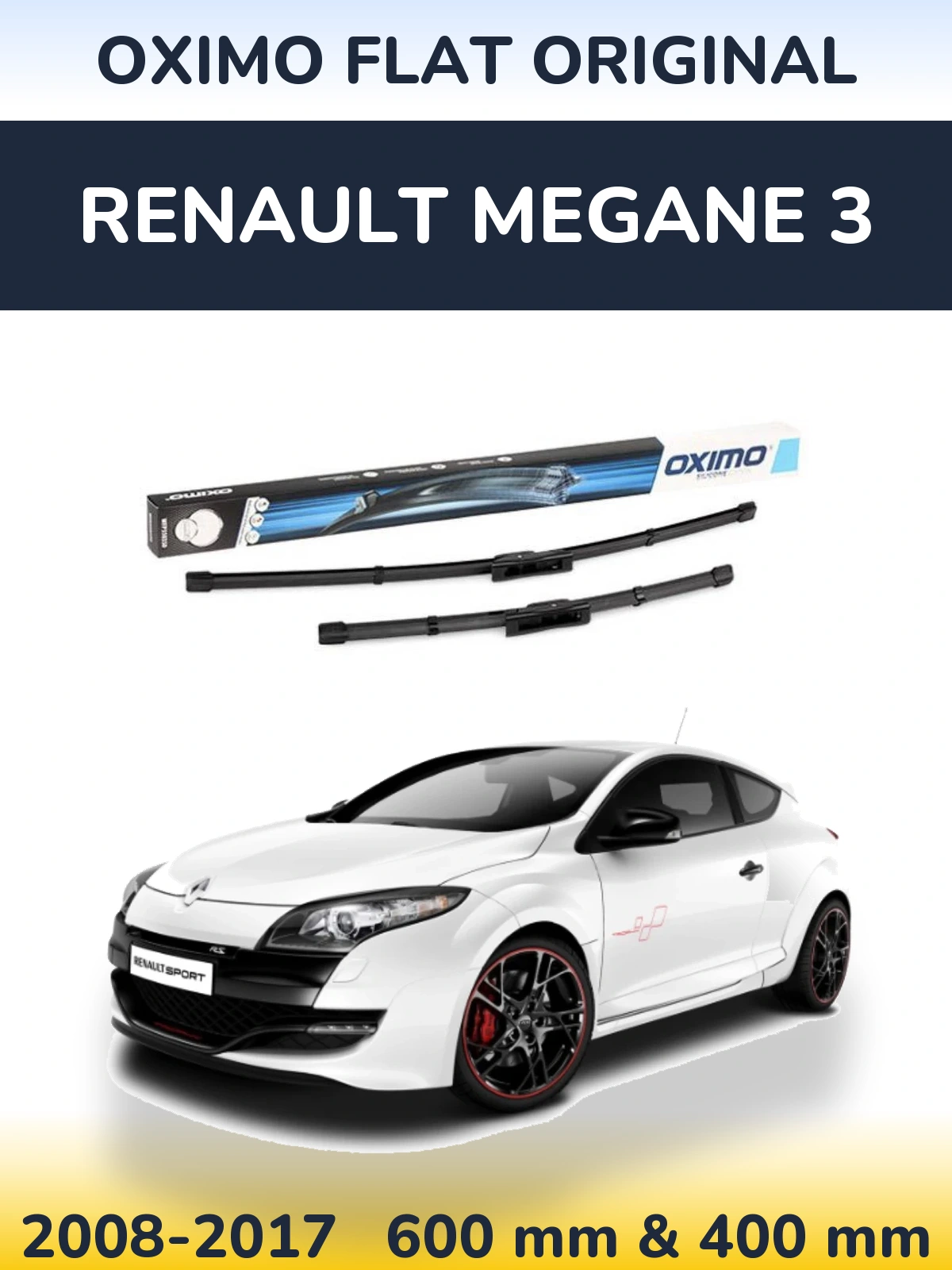 Комплект передних дворников Oximo Flat Original 600 & 400 мм для Renault Megane 3 2008-2017