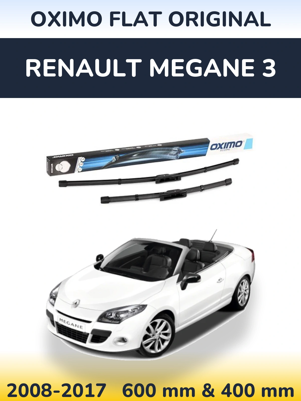 Front wiper blade set Oximo Flat Original 600 & 400 mm for Renault Megane 3 2008-2017