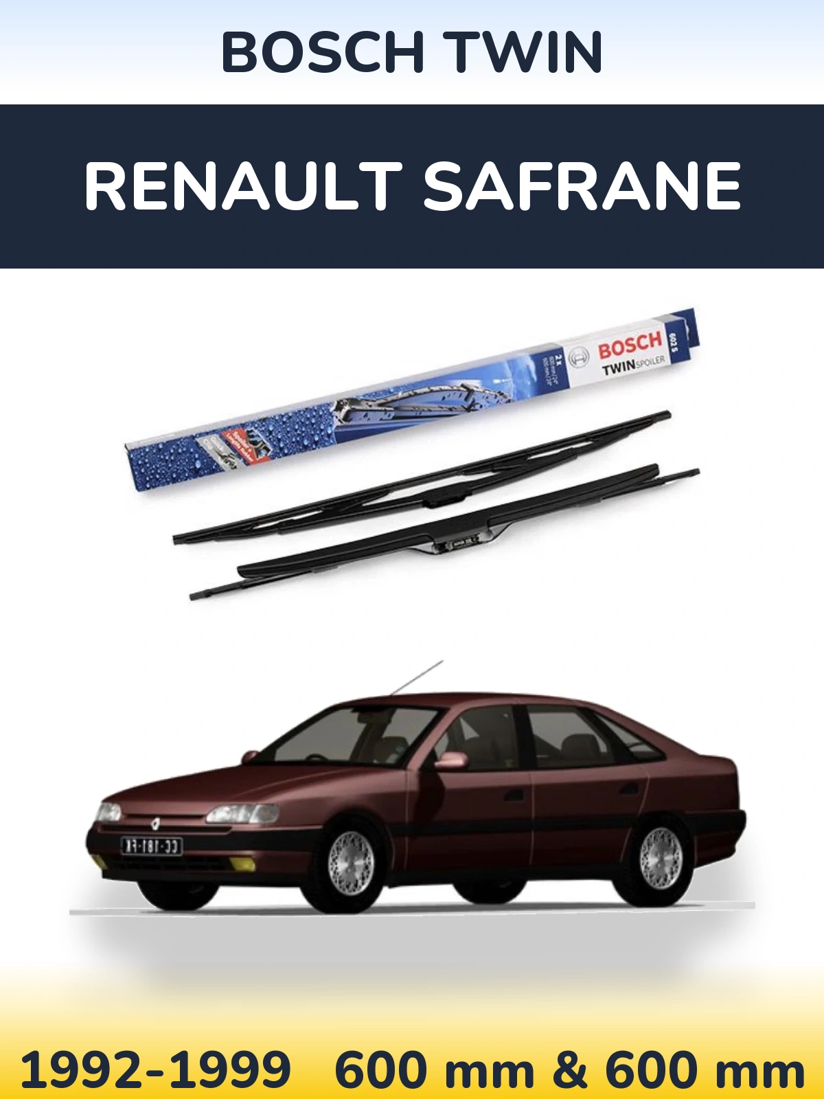 Комплект передних дворников BOSCH Twin 600 & 600 мм для Renault Safrane 1992-1999