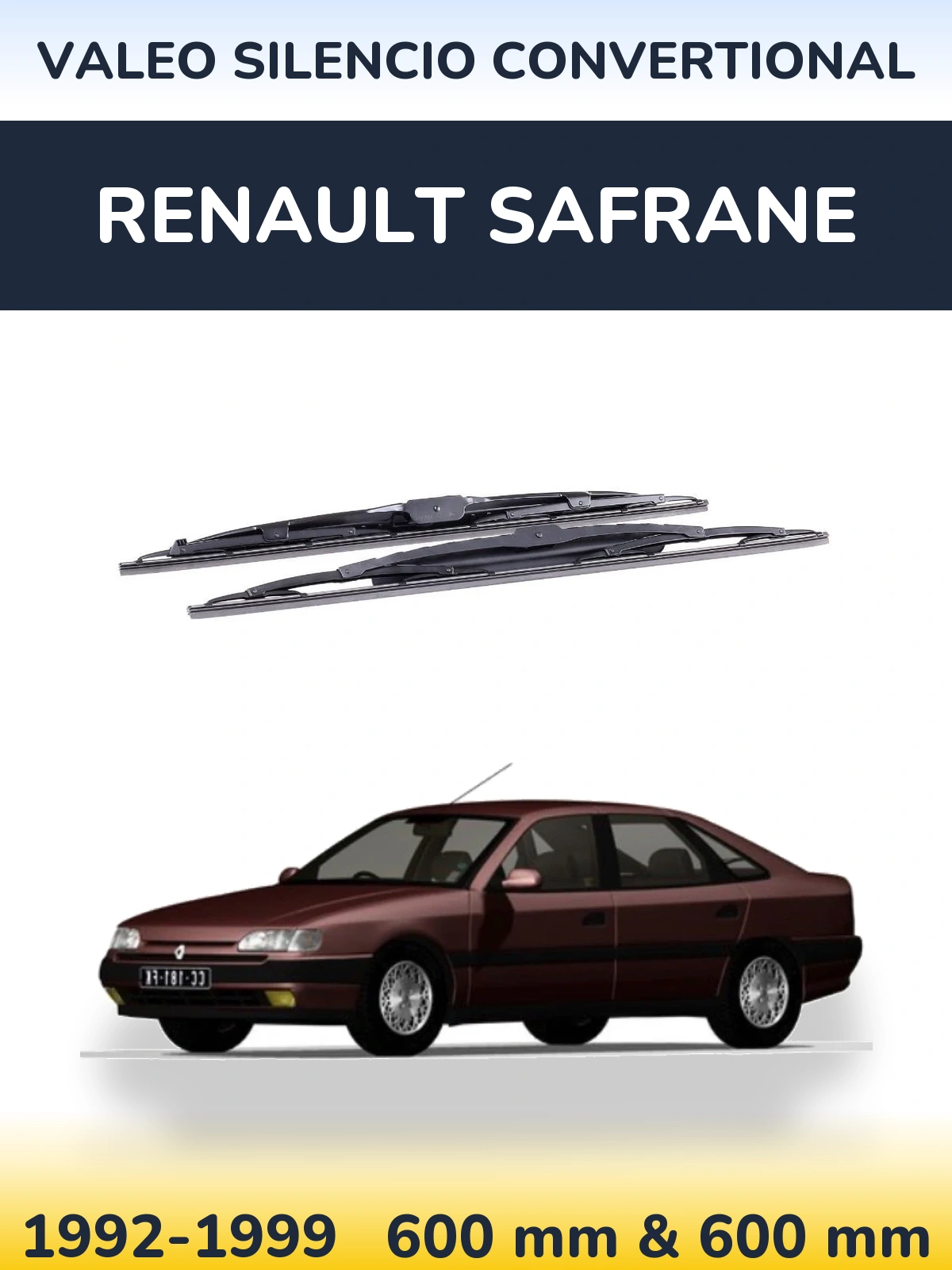 Комплект передних дворников Valeo Silencio Convertional 600 & 600 мм для Renault Safrane 1992-1999