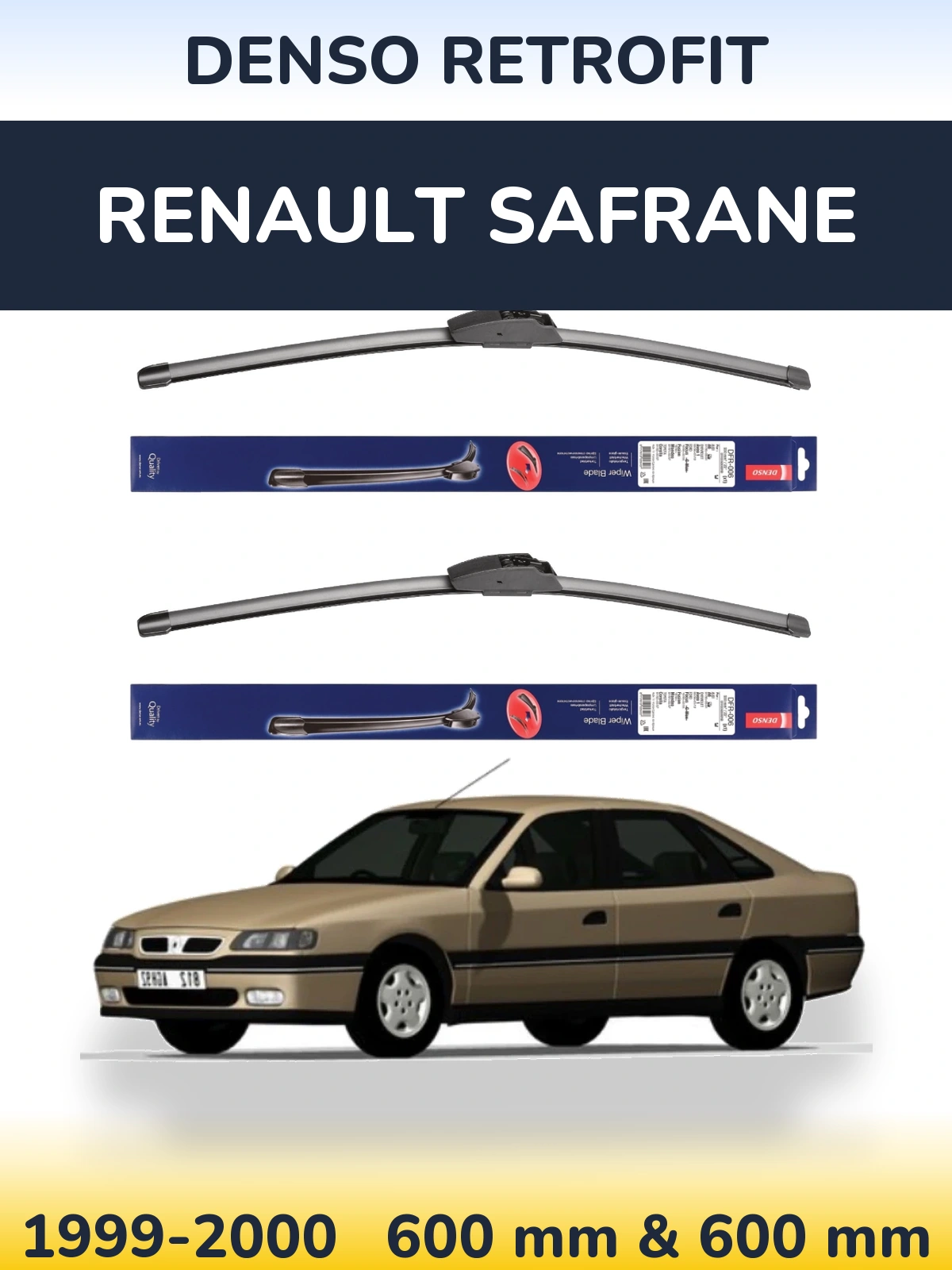 Комплект передних дворников Denso Retrofit 600 & 600 мм для Renault Safrane 1999-2000