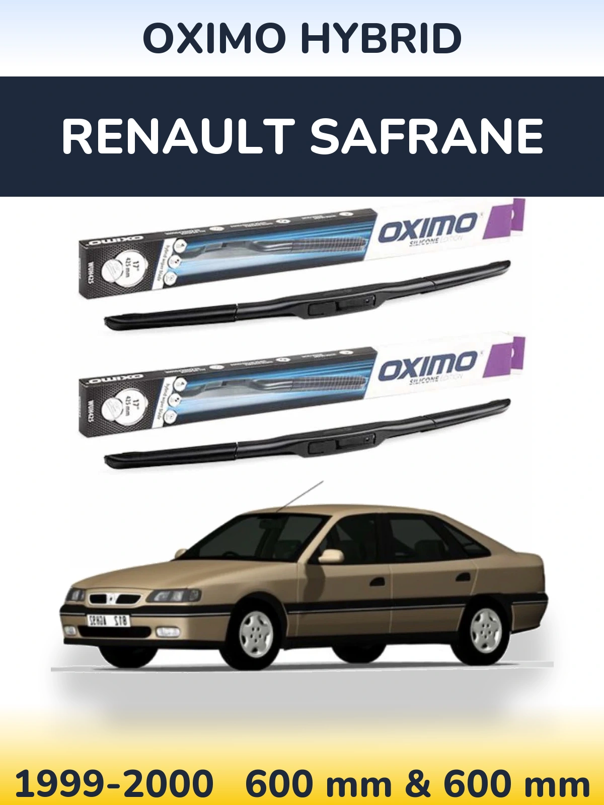 Комплект передніх щіток Oximo Hybrid 600 & 600 мм для Renault Safrane 1999-2000