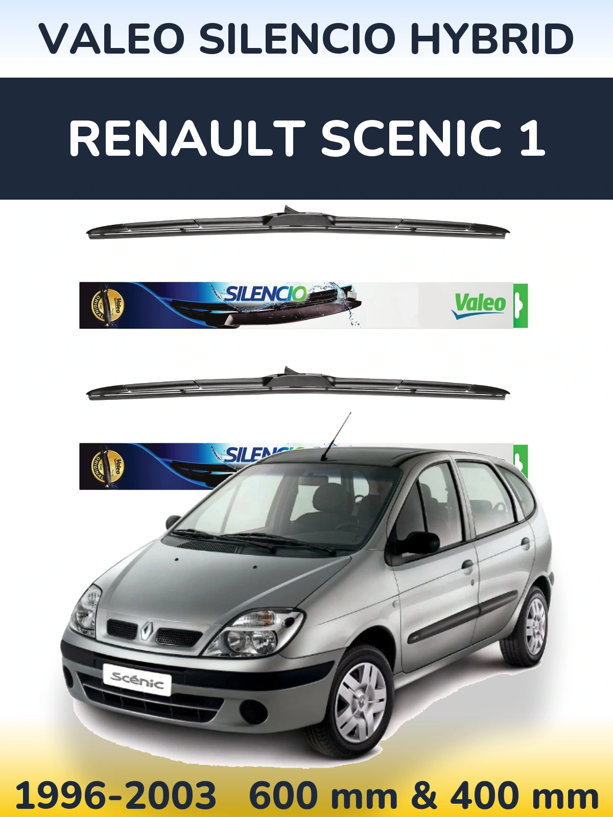 Комплект передних дворников Valeo Silencio Hybrid 600 & 400 мм для Renault Scenic 1 1996-2003