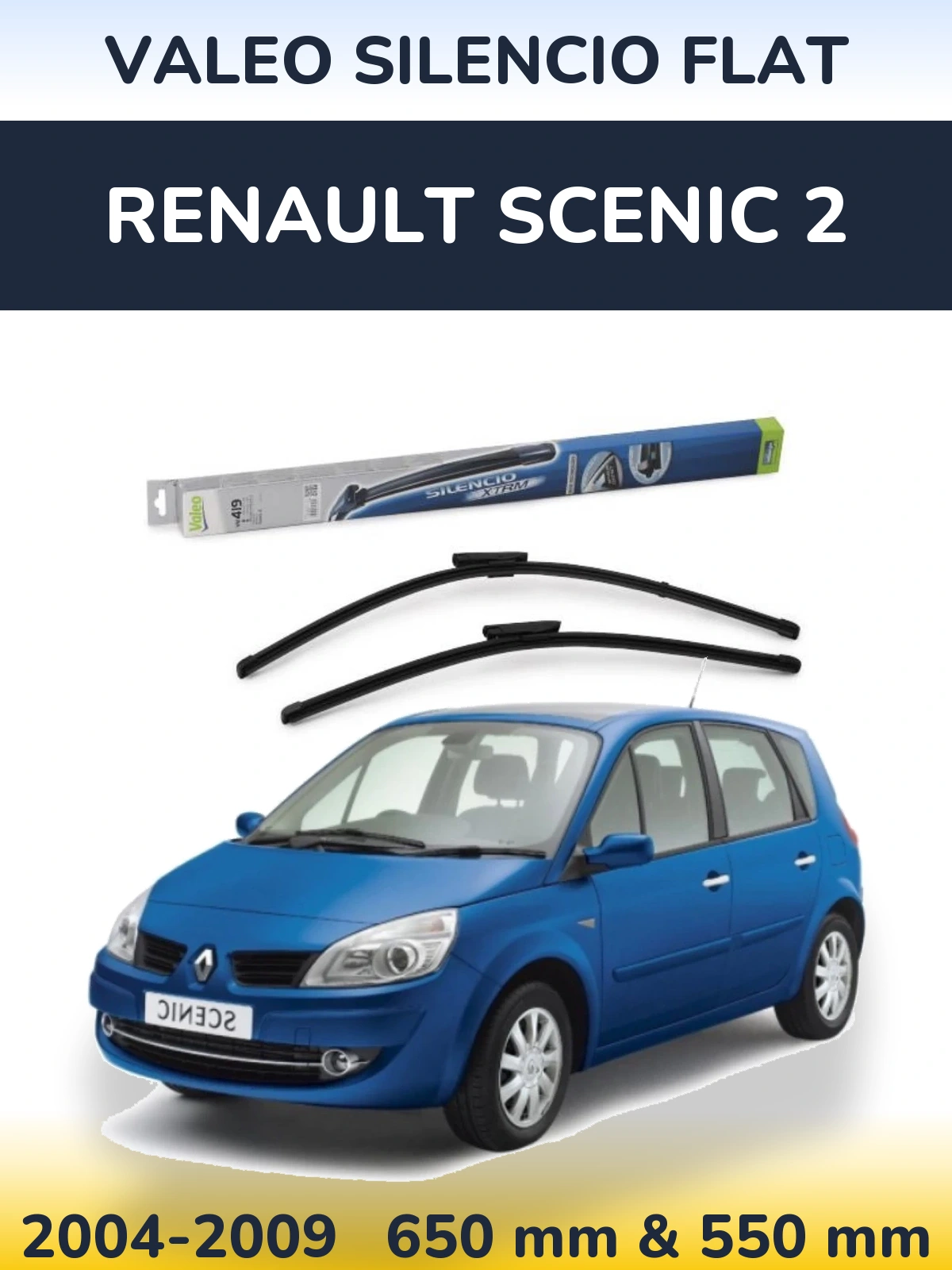 Komplet przednich wycieraczek Valeo Silencio Flat 650 & 550 mm do Renault Scenic 2 2004-2009