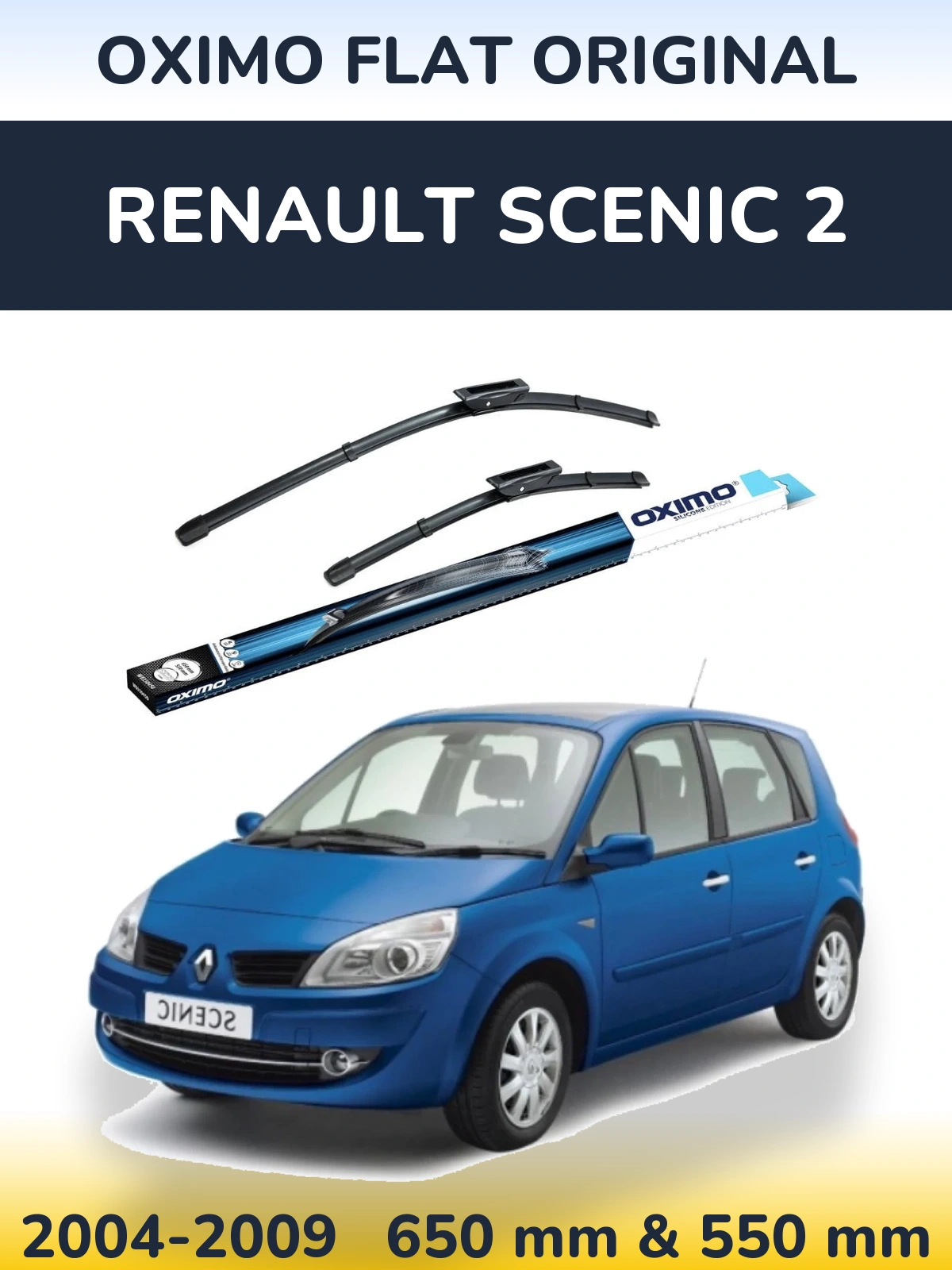 Komplet przednich wycieraczek Oximo Flat Original 650 & 550 mm do Renault Scenic 2 2004-2009