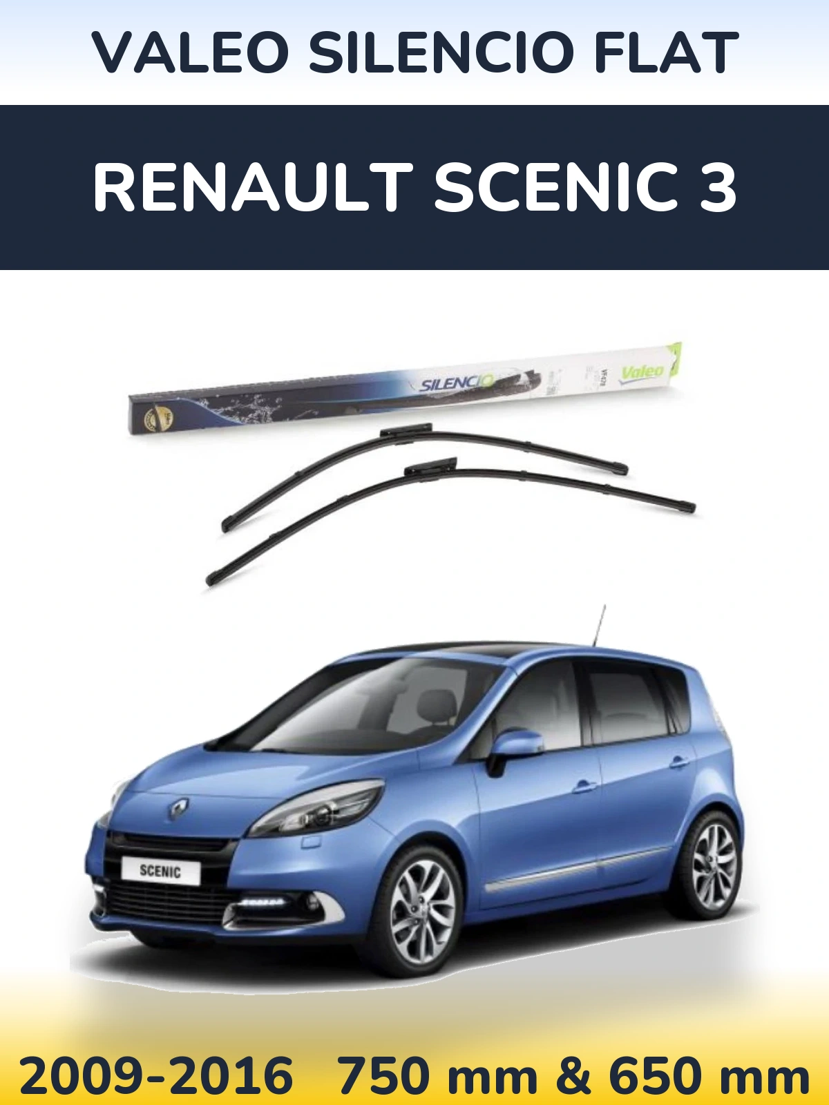 Komplet przednich wycieraczek Valeo Silencio Flat 750 & 650 mm do Renault Scenic 3 2009-2016