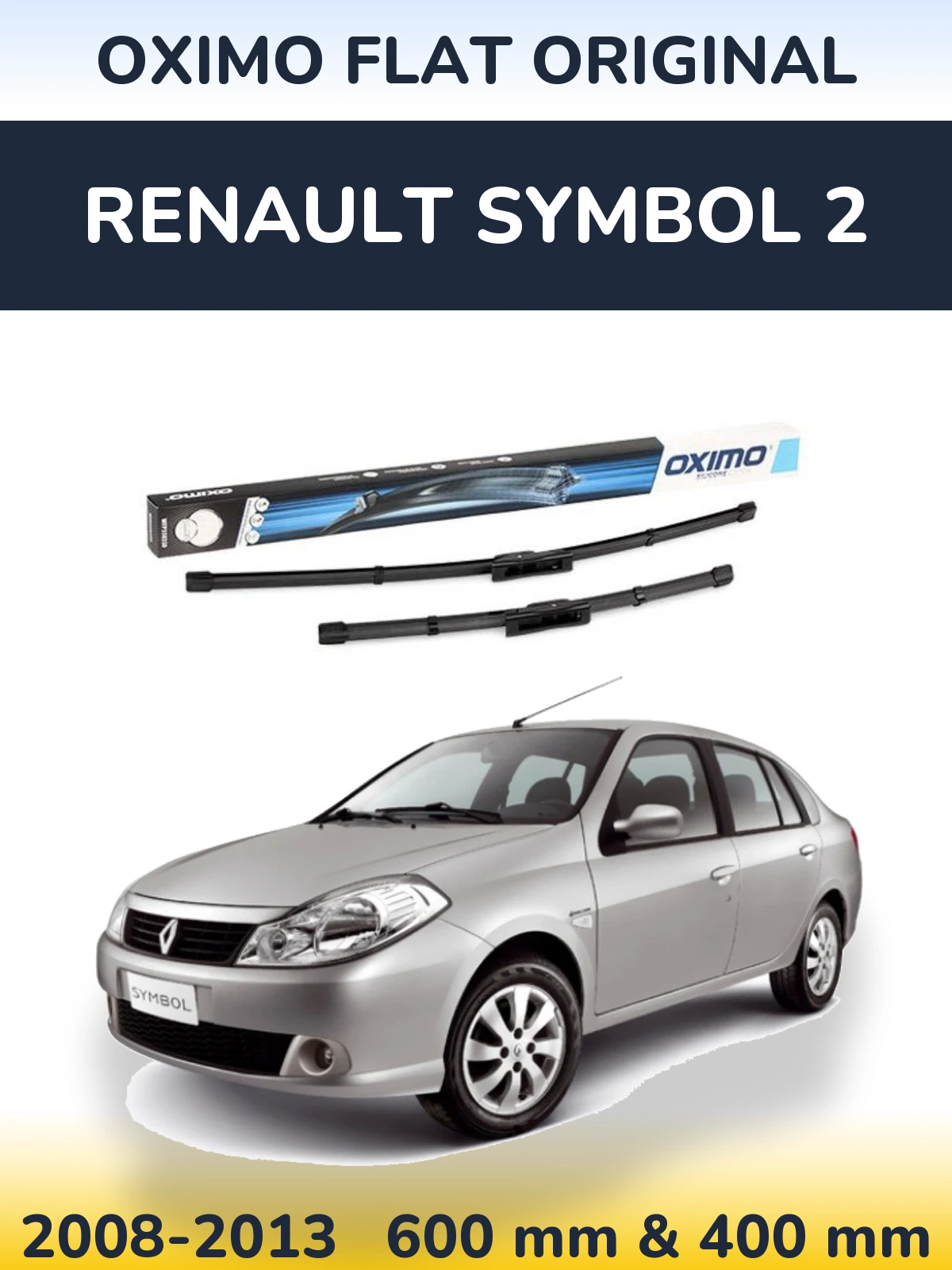 Комплект передніх щіток Oximo Flat Original 600 & 400 мм для Renault Symbol 2 2008-2013
