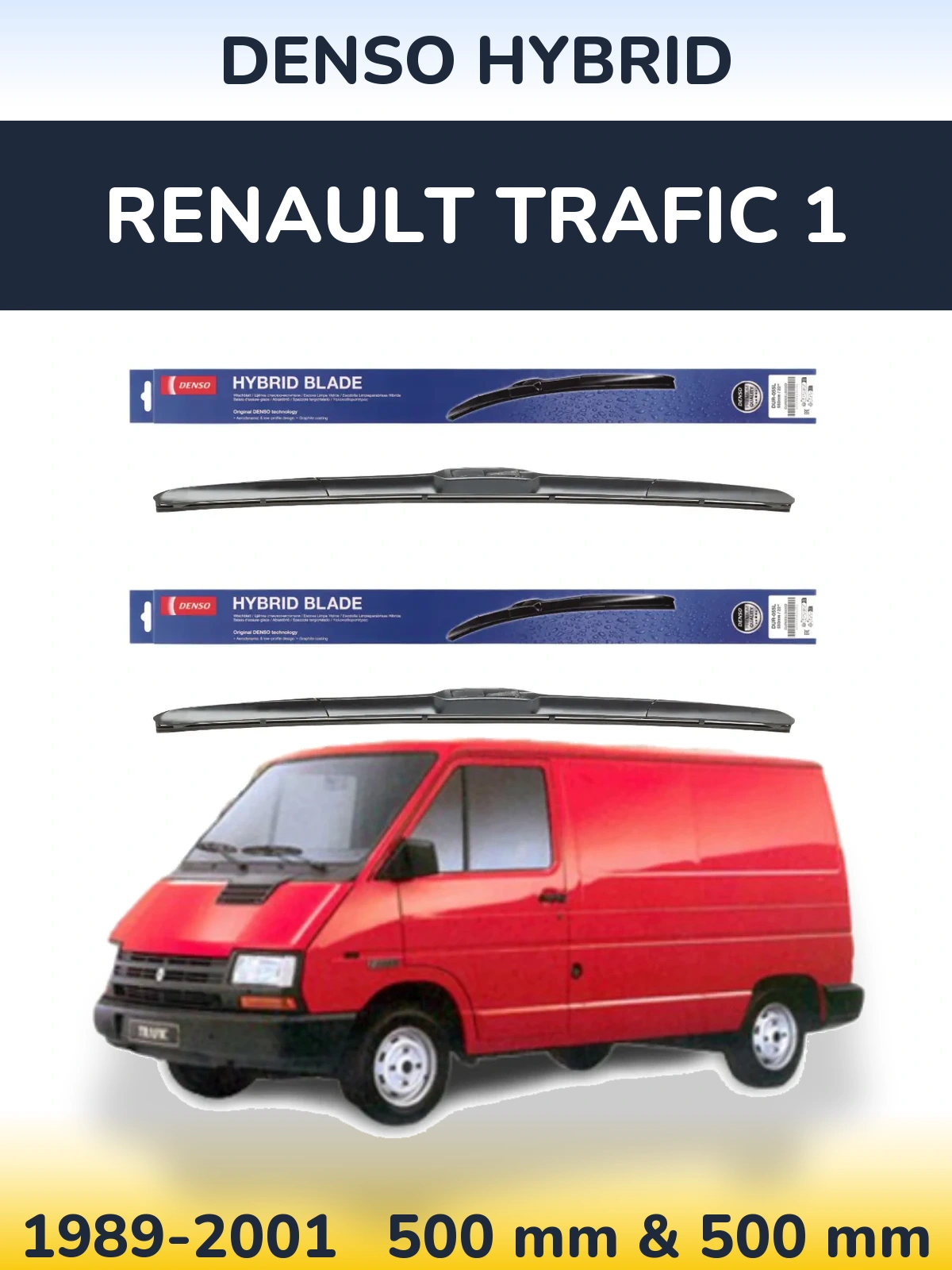 Комплект передних дворников Denso Hybrid 500 & 500 мм для Renault Trafic 1 1989-2001