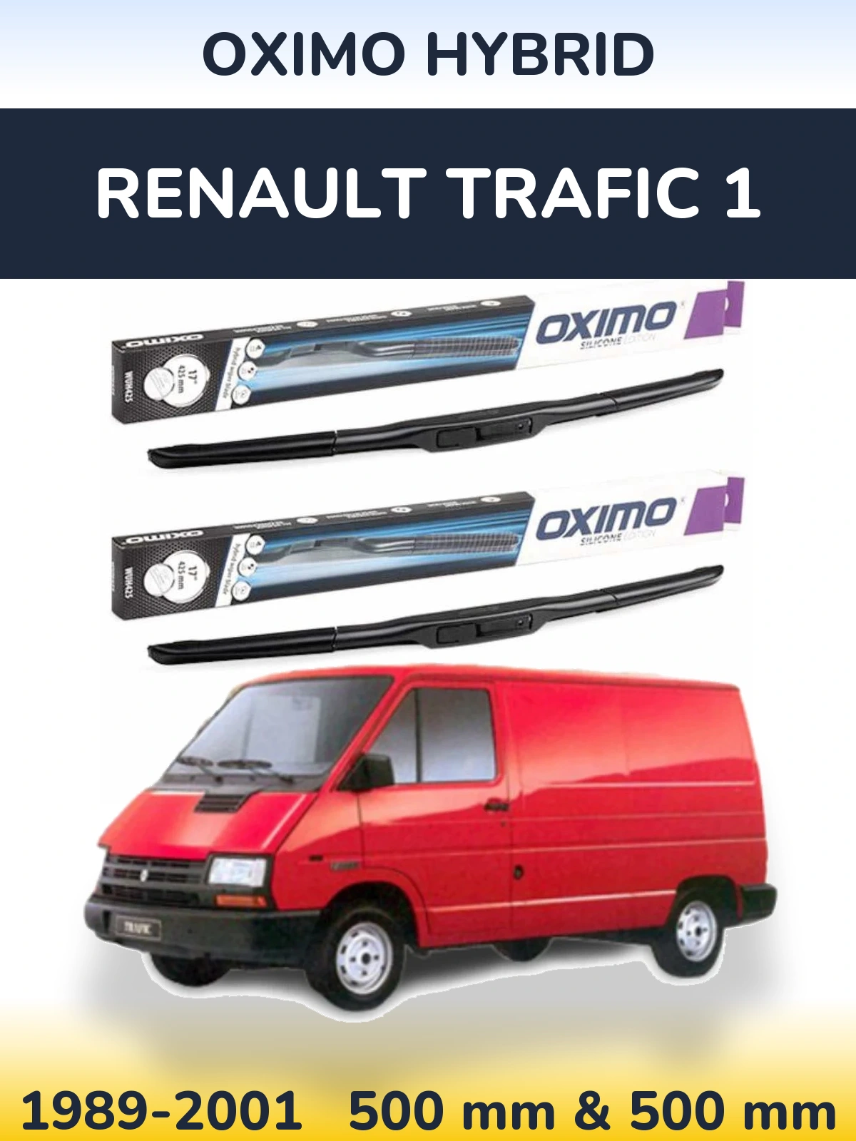Комплект передних дворников Oximo Hybrid 500 & 500 мм для Renault Trafic 1 1989-2001