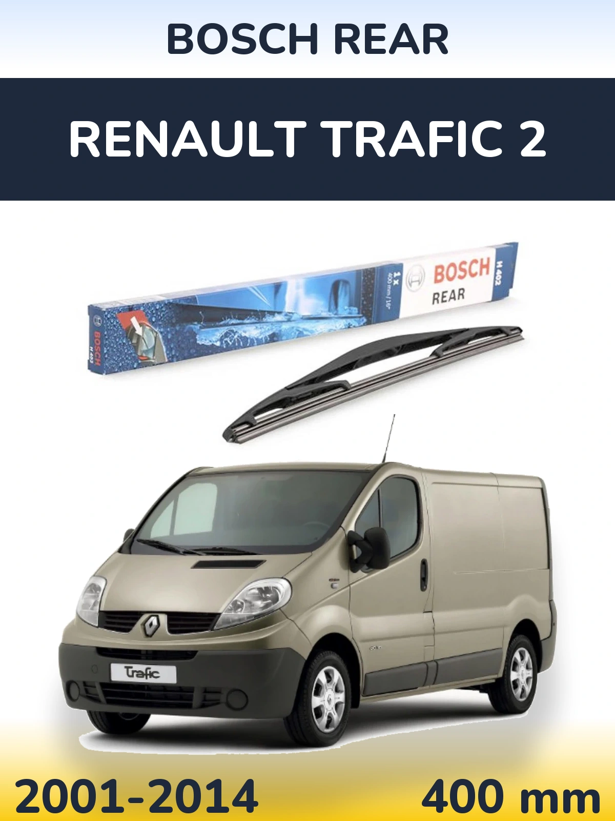 Задня щітка BOSCH Rear 400 мм для Renault Trafic 2 2001-2014