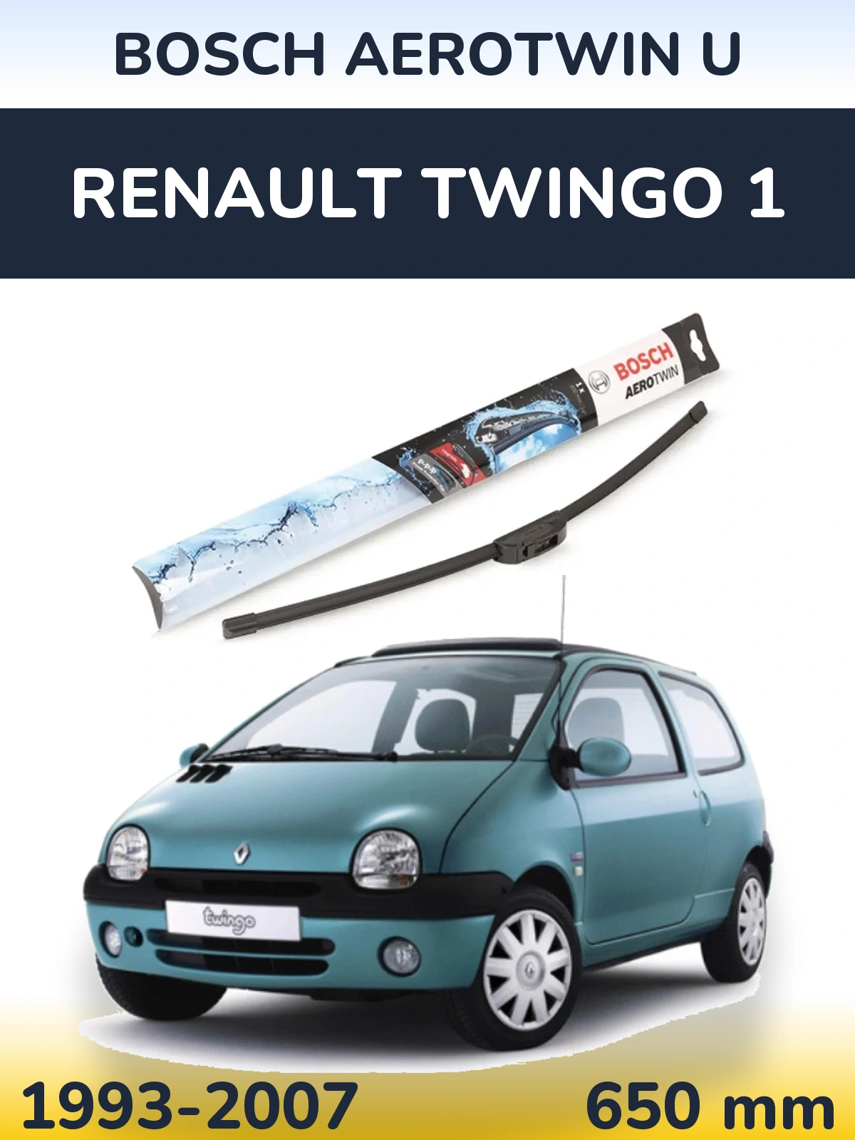 Przednia wycieraczka BOSCH AeroTwin U 650 mm do Renault Twingo 1 1993-2007