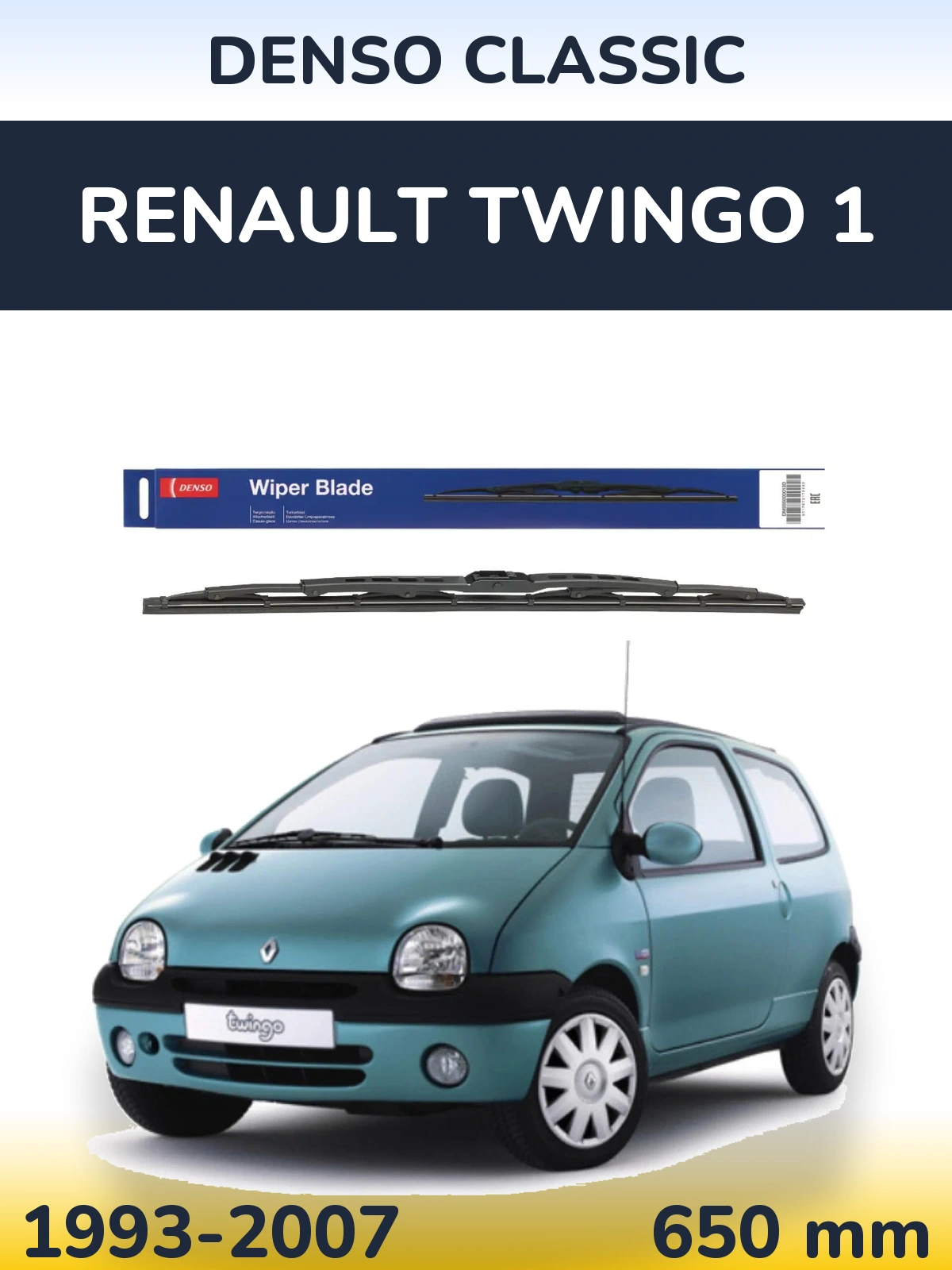 Front wiper blade Denso Classic 650 mm for Renault Twingo 1 1993-2007