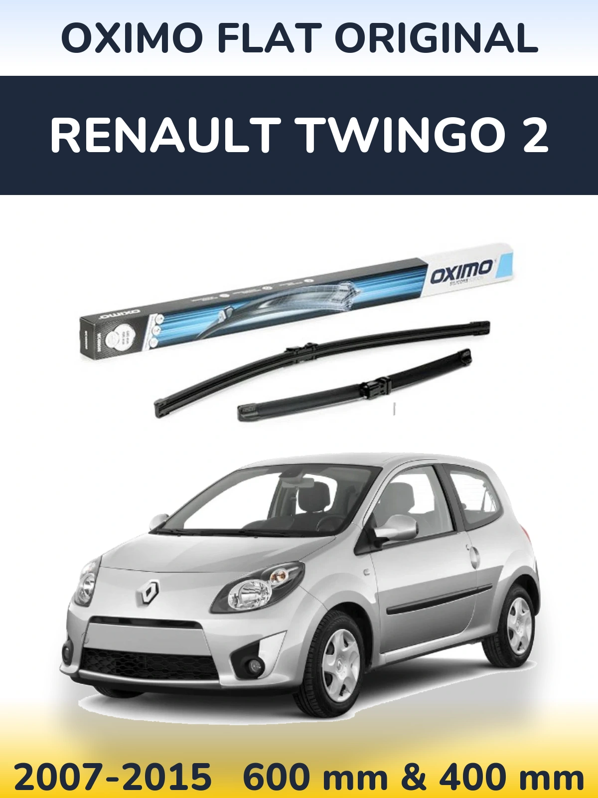 Front wiper blade set Oximo Flat Original 600 & 400 mm for Renault Twingo 2 2007-2015