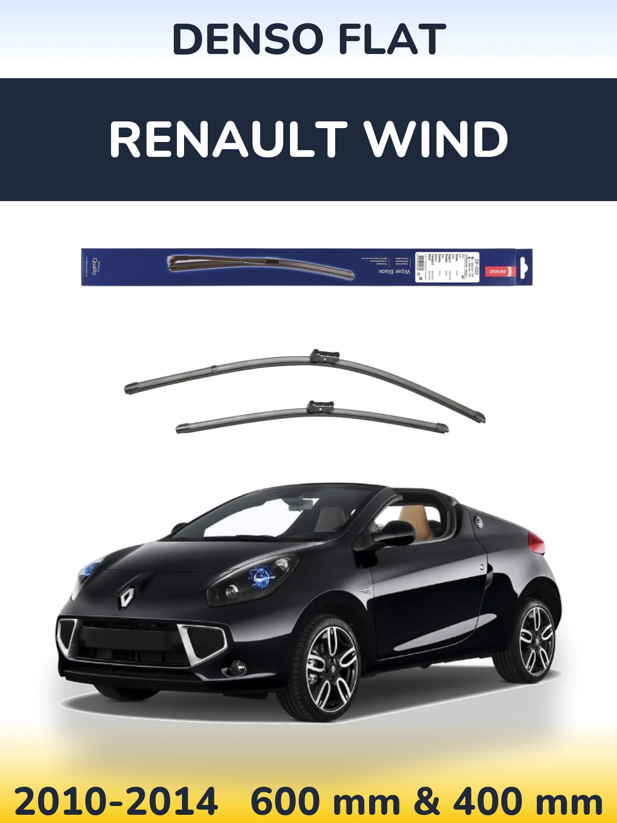 Komplet przednich wycieraczek Denso Flat 600 & 400 mm do Renault Wind 2010-2014