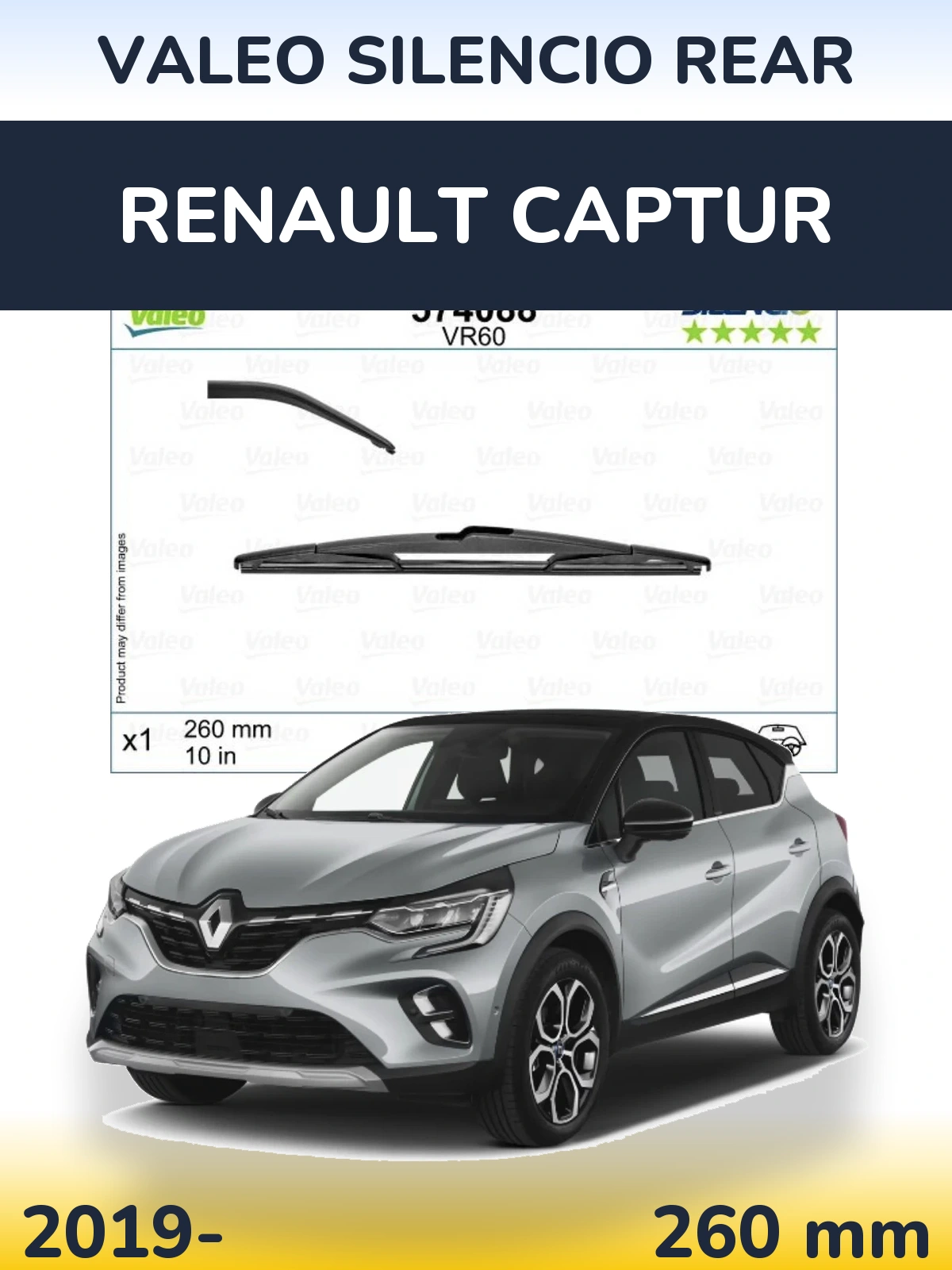 Rear wiper blade Valeo Silencio Rear 260 mm for Renault Captur 2019-2026