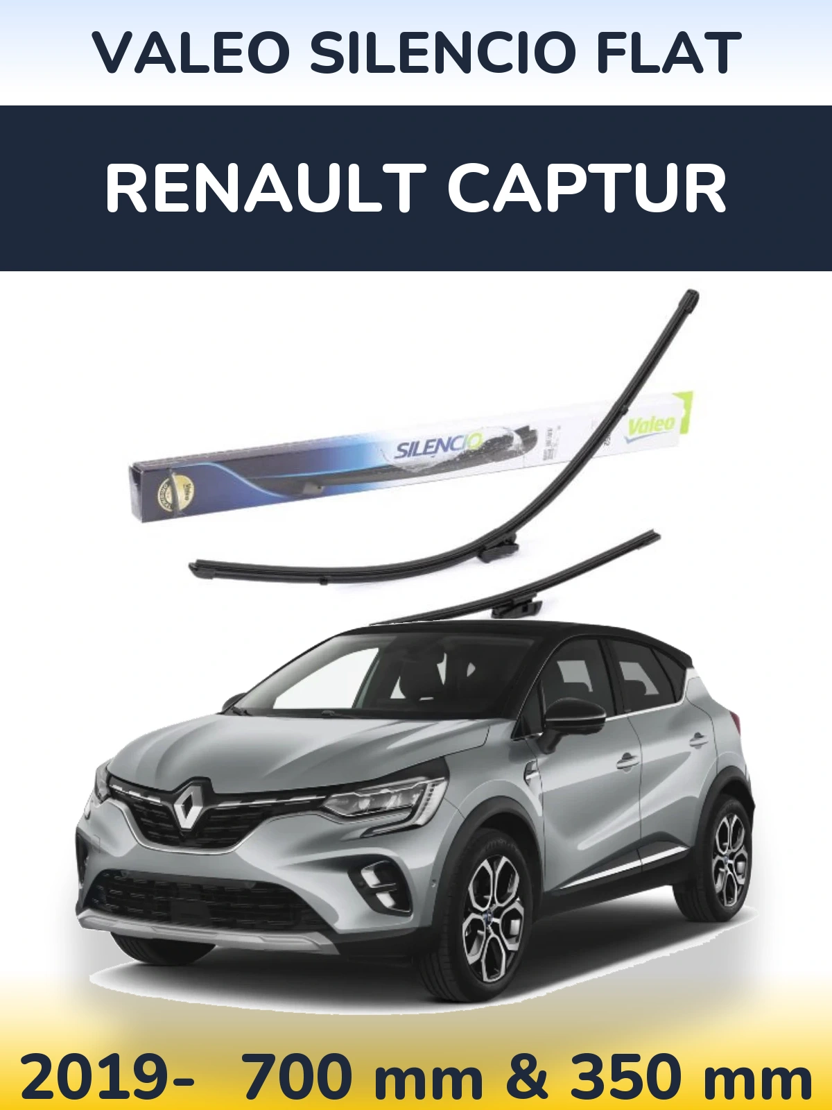 Комплект передних дворников Valeo Silencio Flat 700 & 350 мм для Renault Captur 2019-2026