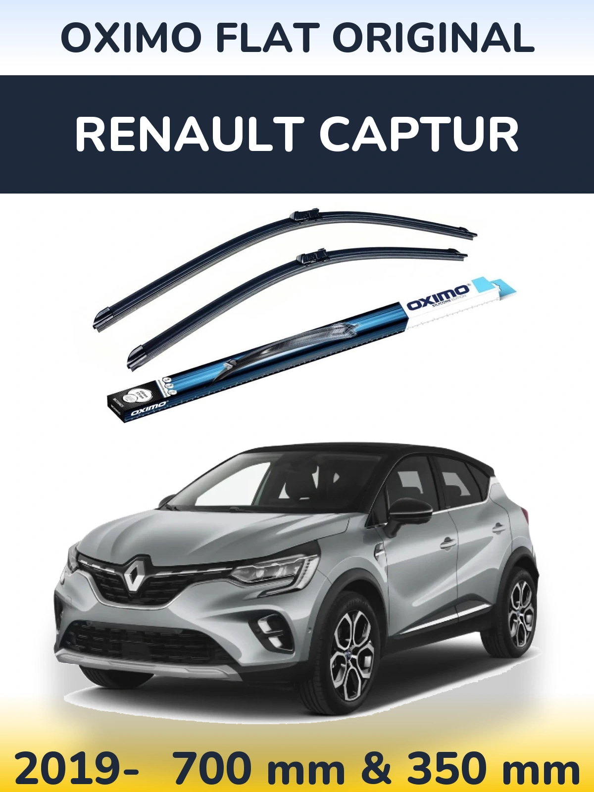 Комплект передних дворников Oximo Flat Original 700 & 350 мм для Renault Captur 2019-2026