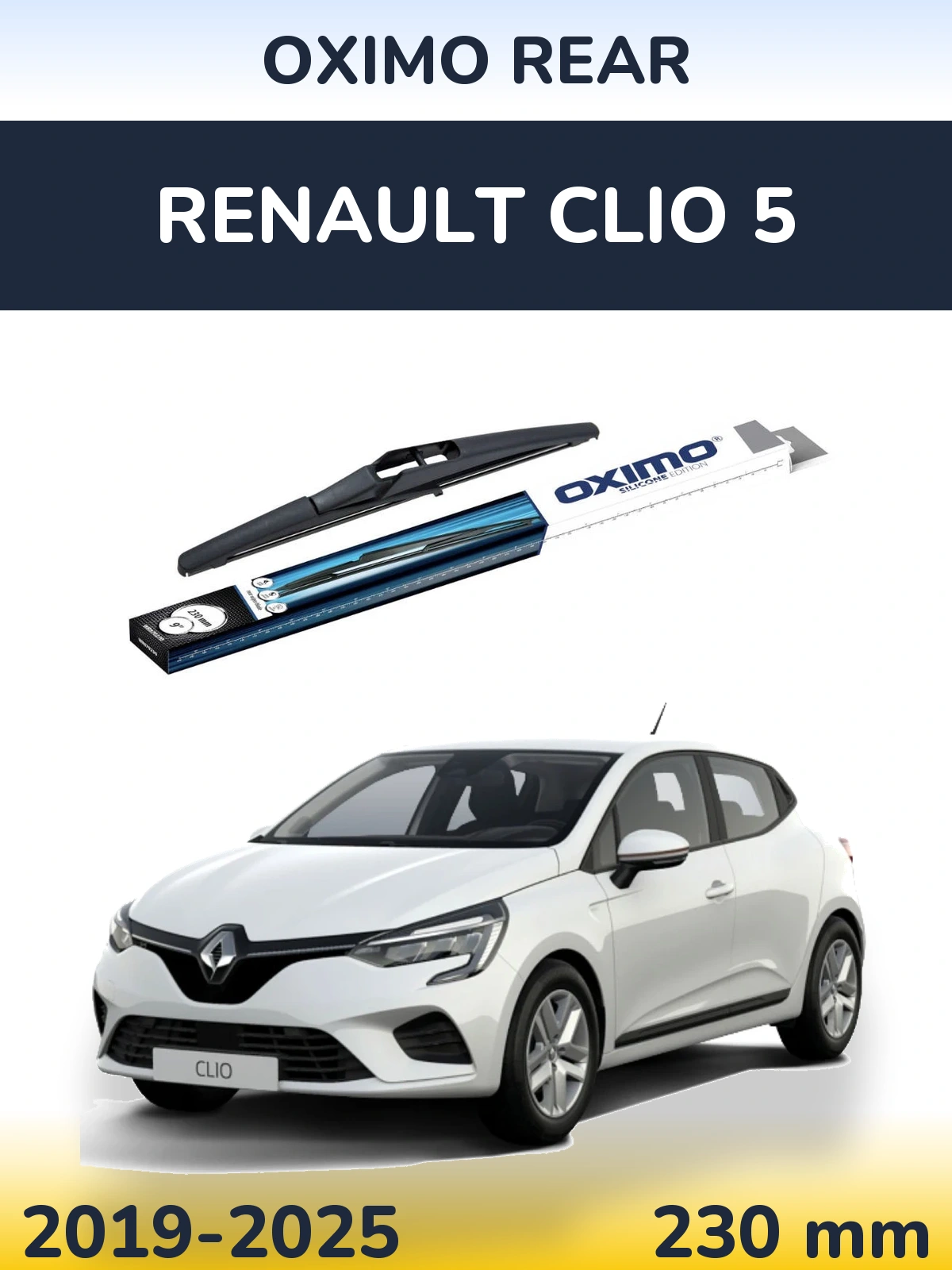 Rear wiper blade Oximo Rear 230 mm for Renault Clio 5 2019-2025