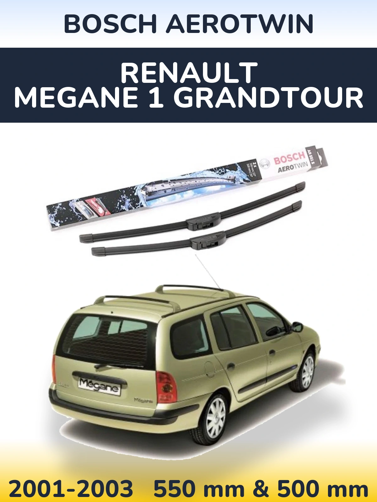 Комплект передних дворников BOSCH AeroTwin 550 & 500 мм для Renault Megane 1 Grandtour 2001-2003