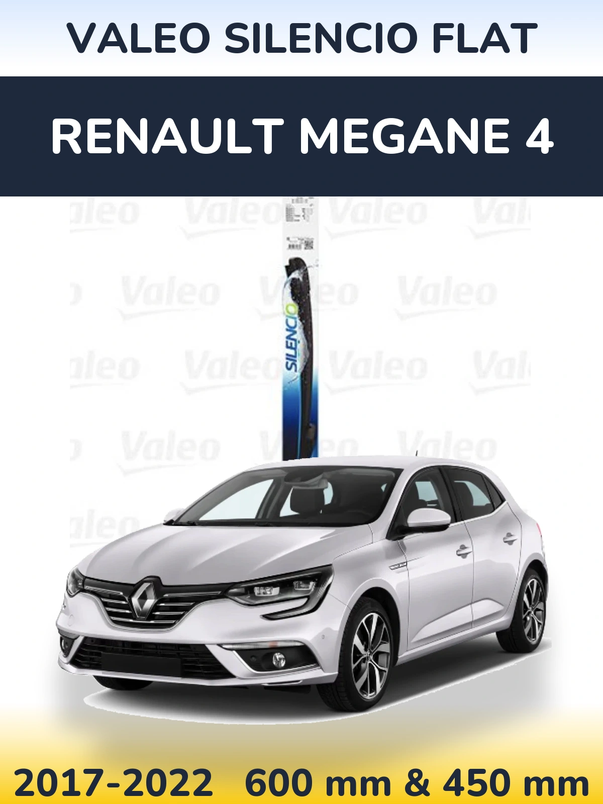 Комплект передних дворников Valeo Silencio Flat 600 & 450 мм для Renault Megane 4 2017-2022