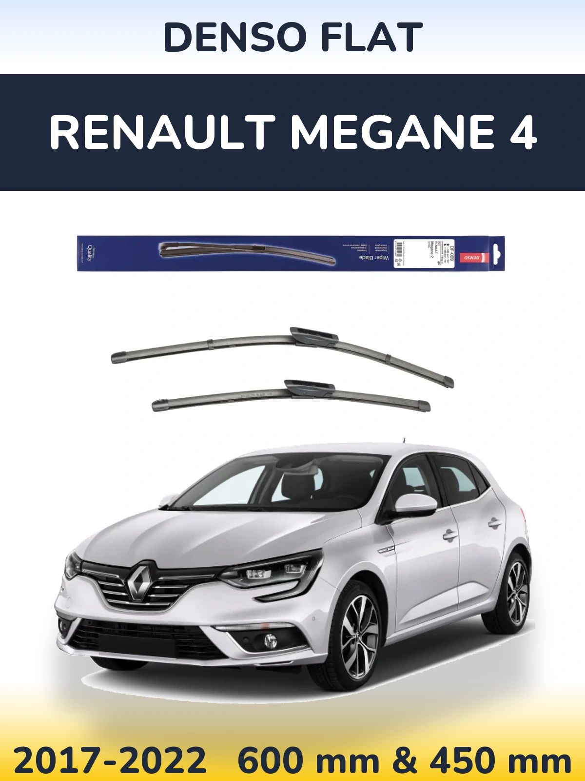 Комплект передніх щіток Denso Flat 600 & 450 мм для Renault Megane 4 2017-2022