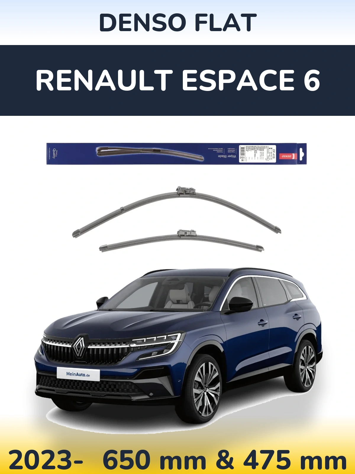 Комплект передних дворников Denso Flat 650 & 475 мм для Renault Espace 6 2023-2026