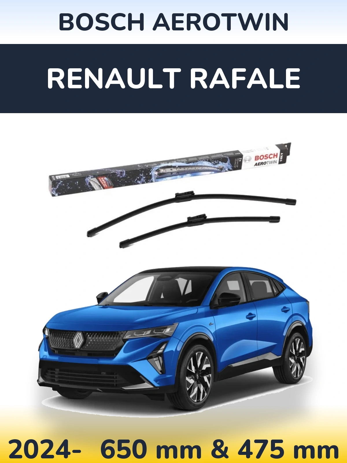 Komplet przednich wycieraczek BOSCH AeroTwin 650 & 475 mm do Renault Rafale 2024-2026