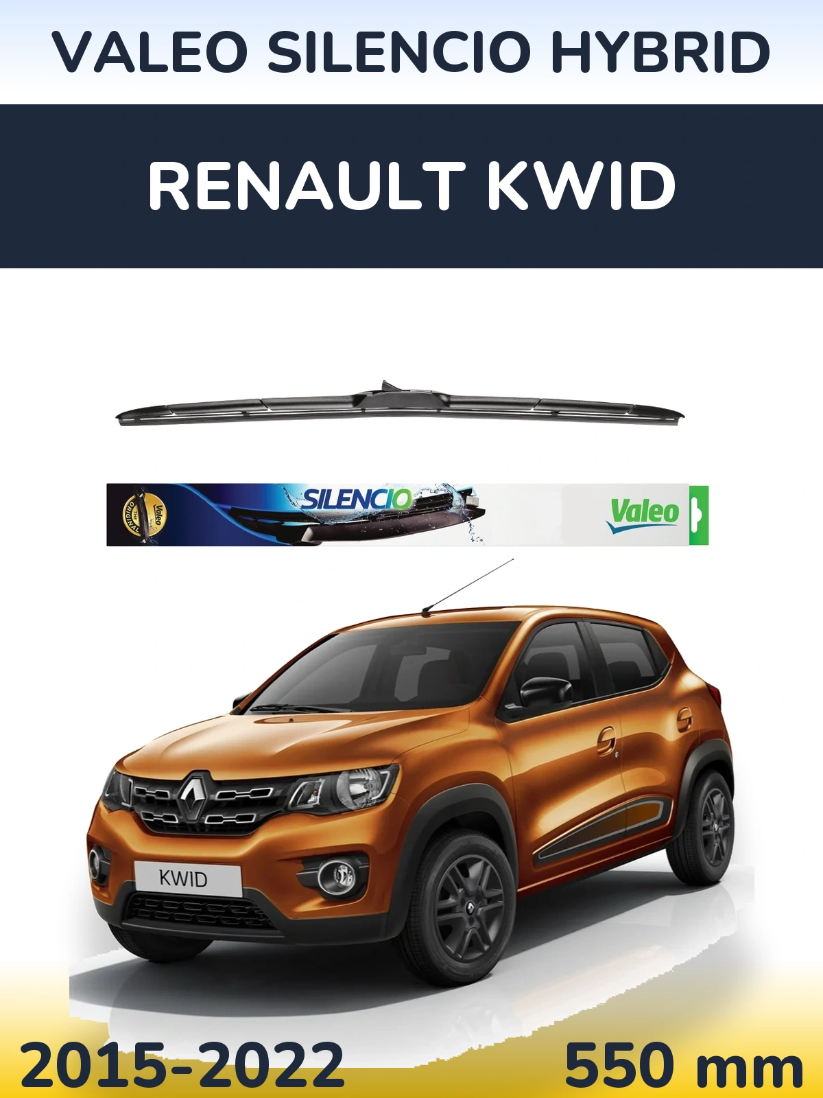Передний дворник Valeo Silencio Hybrid 550 мм для Renault Kwid 2015-2022