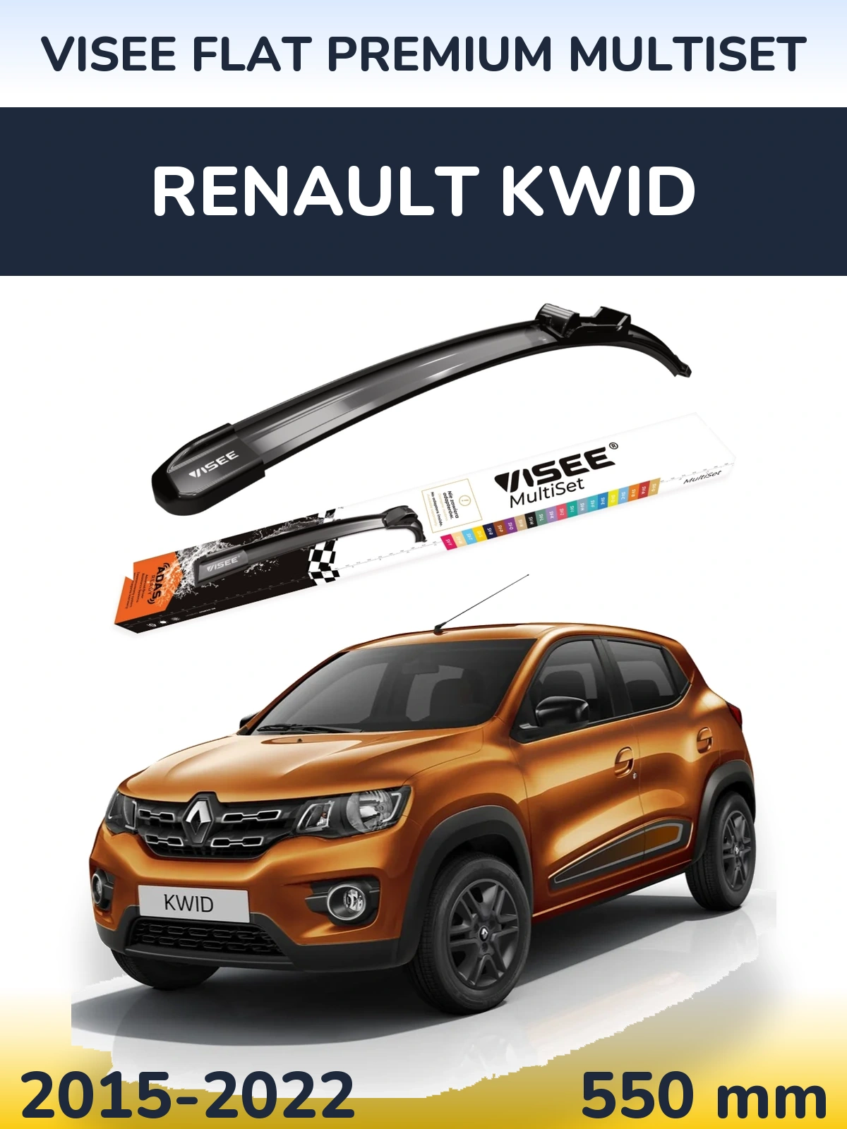 Przednia wycieraczka VISEE FLAT PREMIUM MultiSet 550 mm do Renault Kwid 2015-2022