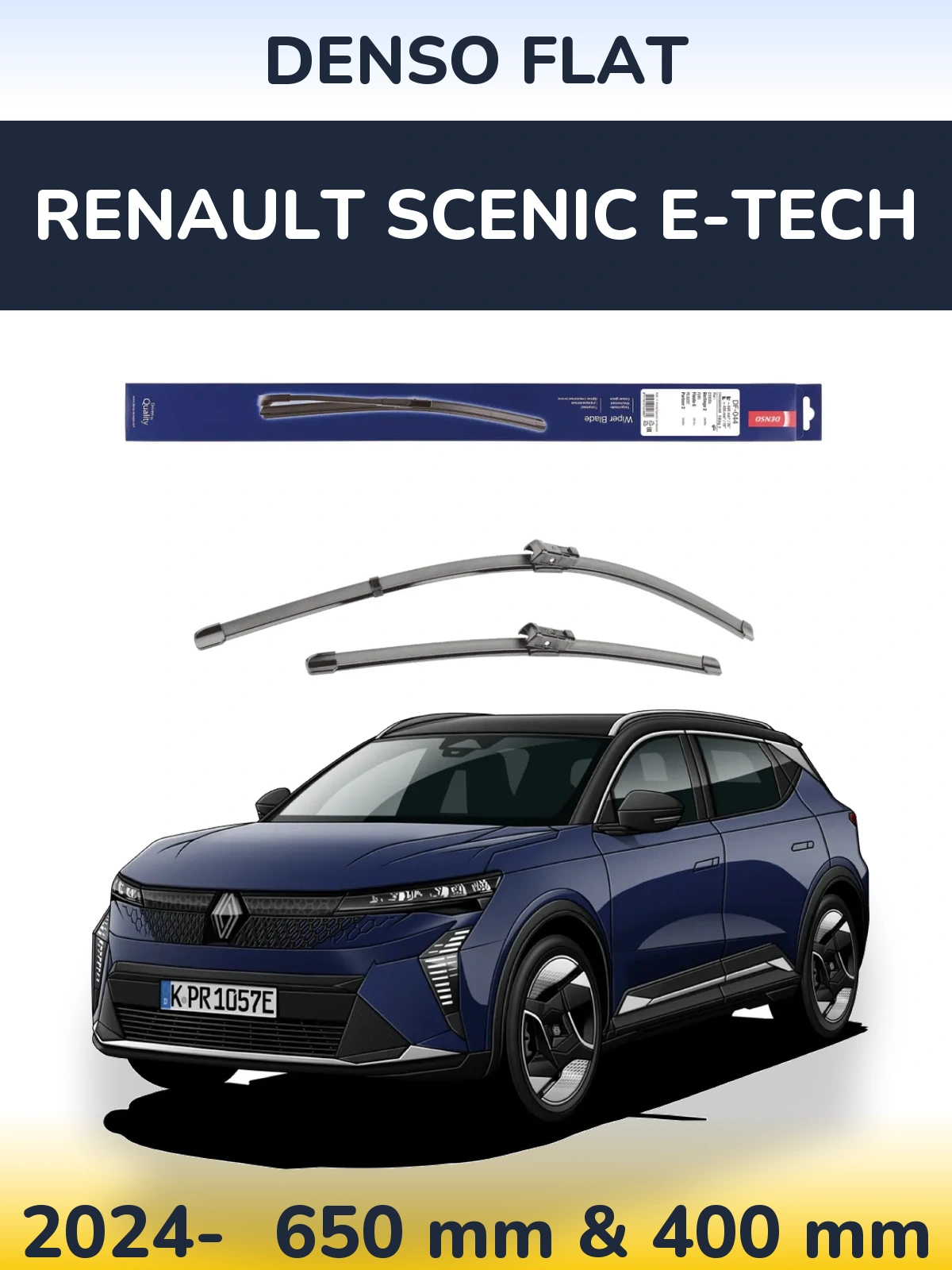 Komplet przednich wycieraczek Denso Flat 650 & 400 mm do Renault Scenic E-Tech 2024-2026
