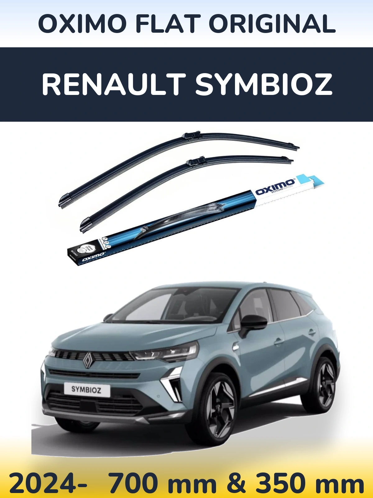 Комплект передних дворников Oximo Flat Original 700 & 350 мм для Renault Symbioz 2024-2026