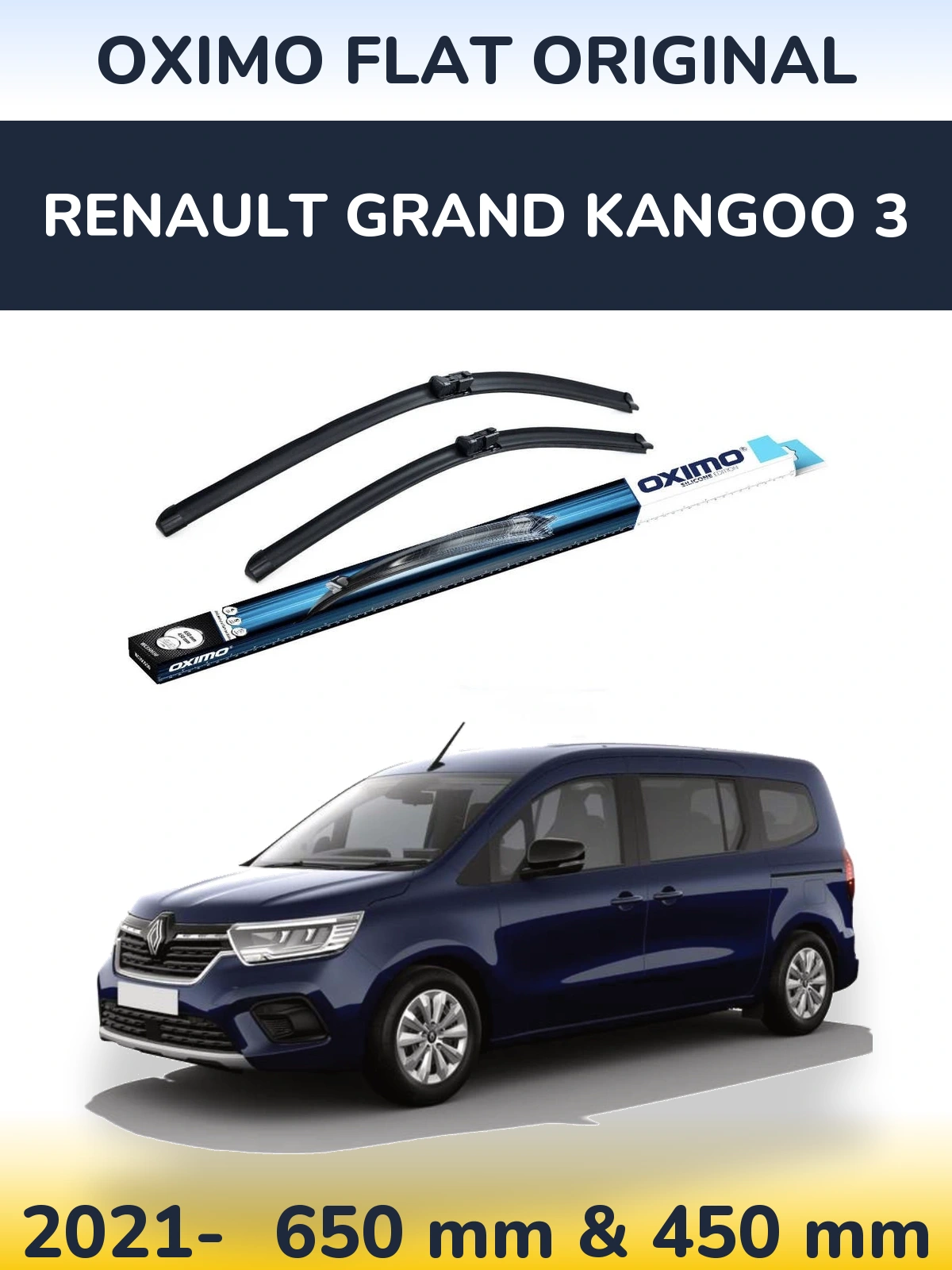 Komplet przednich wycieraczek Oximo Flat Original 650 & 450 mm do Renault Grand Kangoo 3 2021-2026