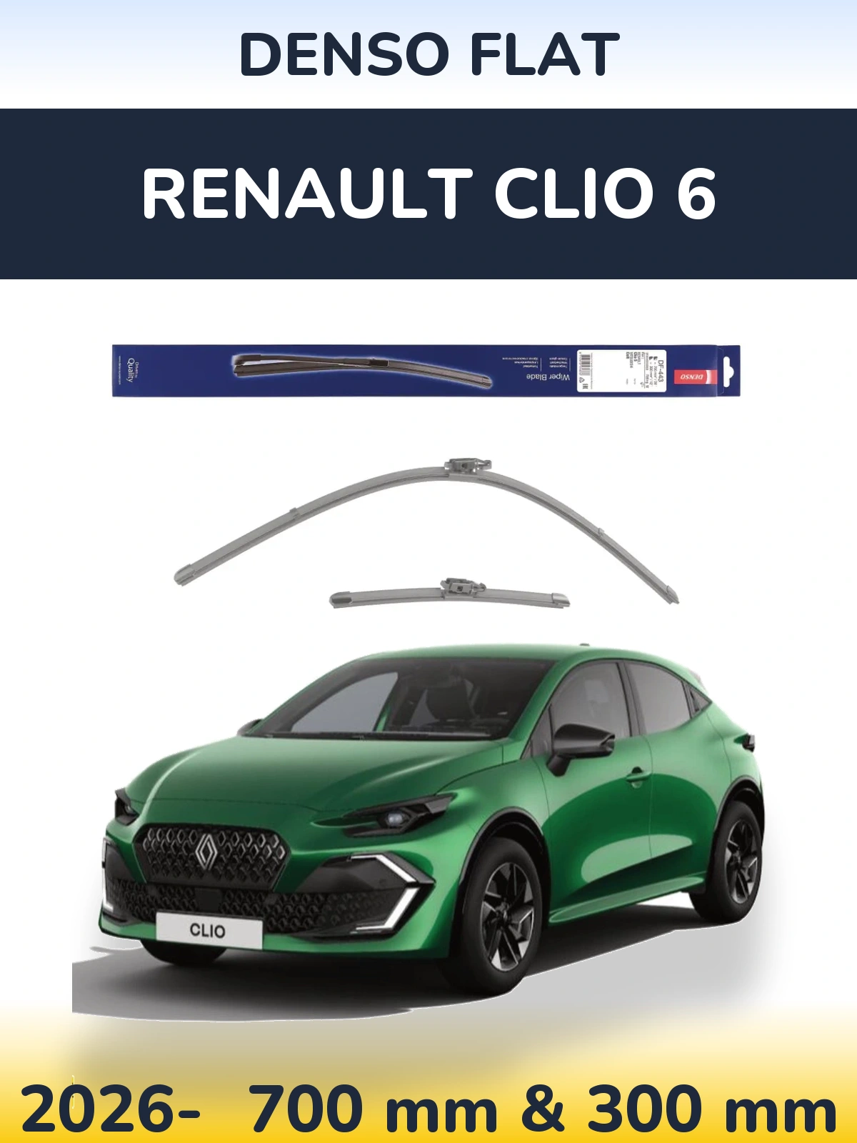 Komplet przednich wycieraczek Denso Flat 700 & 300 mm do Renault Clio 6 2026-