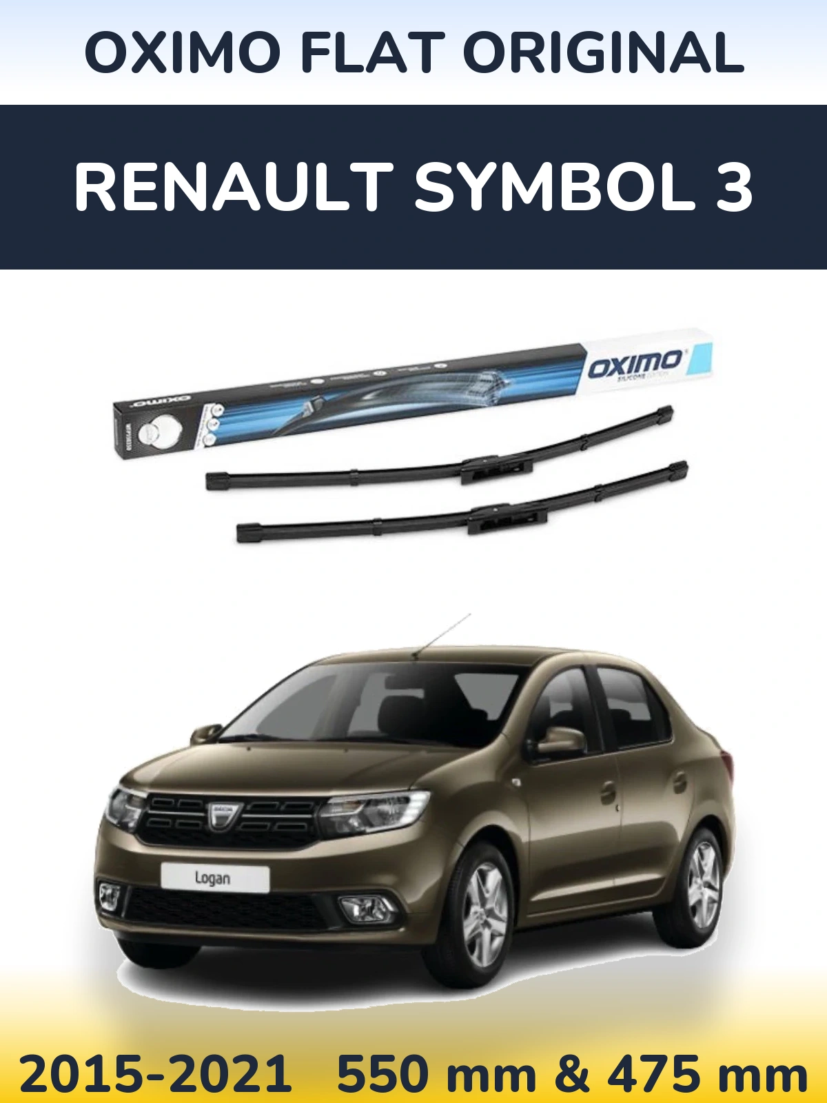 Комплект передних дворников Oximo Flat Original 550 & 475 мм для Renault Symbol 3 2015-2021