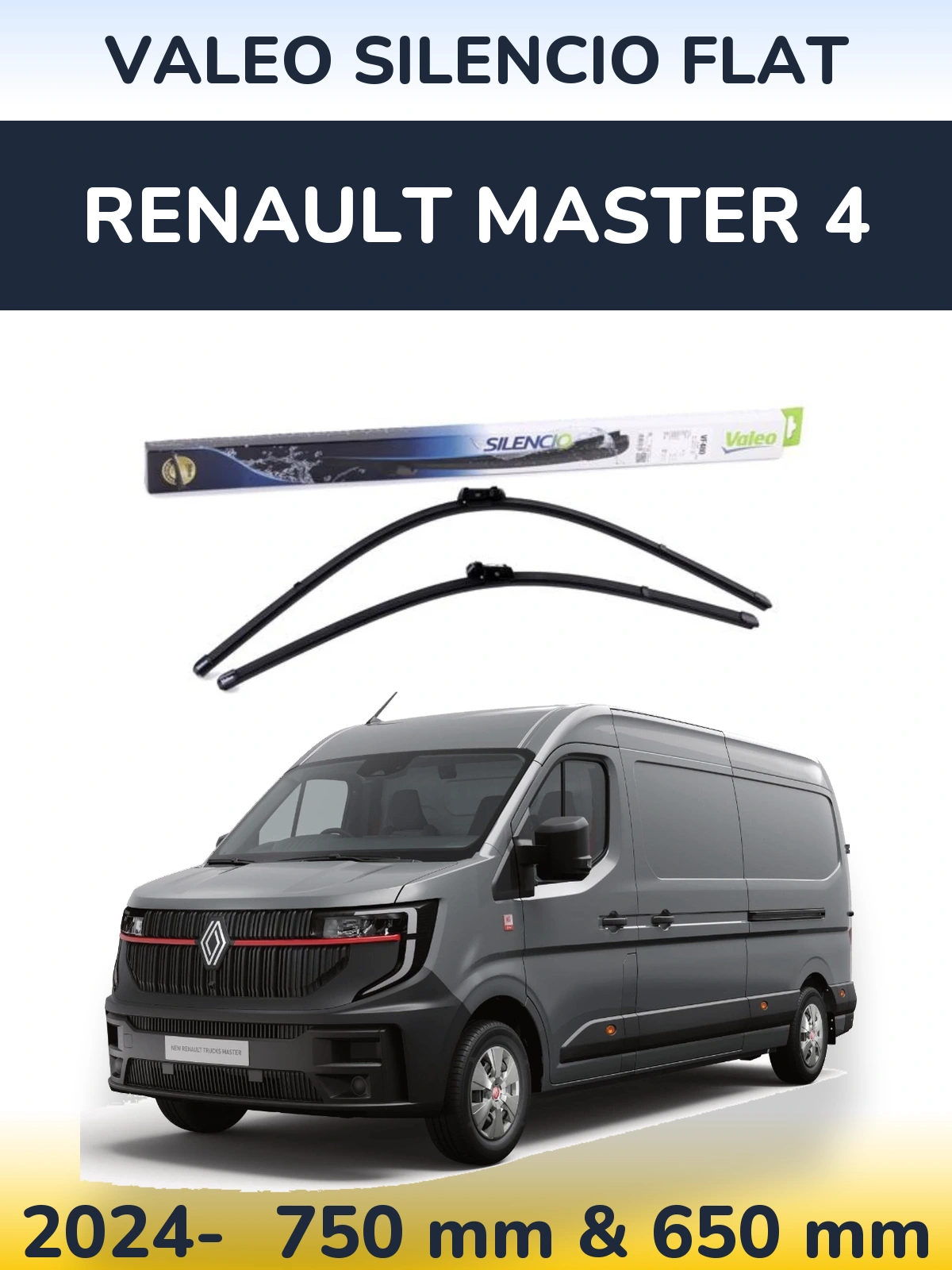 Komplet przednich wycieraczek Valeo Silencio Flat 750 & 650 mm do Renault Master 4 2024-2026