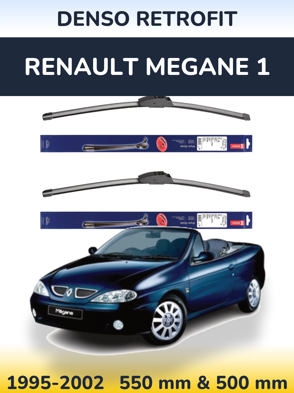 Комплект передних дворников Denso Retrofit 550 & 500 мм для Renault Megane 1 1995-2002