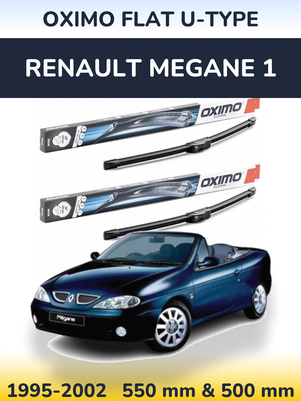 Komplet przednich wycieraczek Oximo Flat U-type 550 & 500 mm do Renault Megane 1 1995-2002