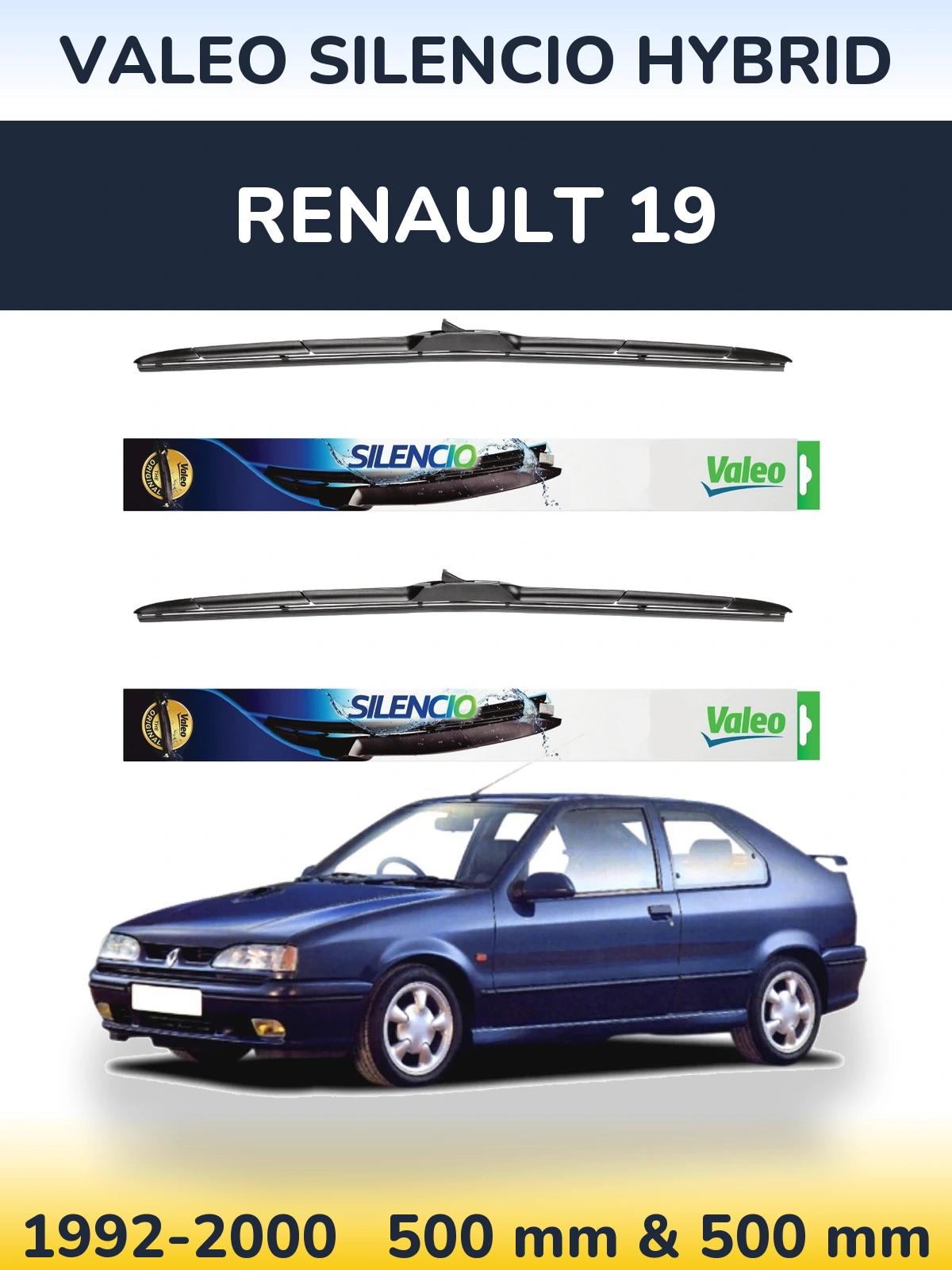 Комплект передних дворников Valeo Silencio Hybrid 500 & 500 мм для Renault 19 1992-2000