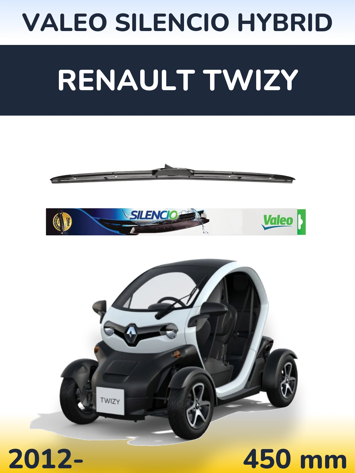 Przednia wycieraczka Valeo Silencio Hybrid 450 mm do Renault Twizy 2012-2026