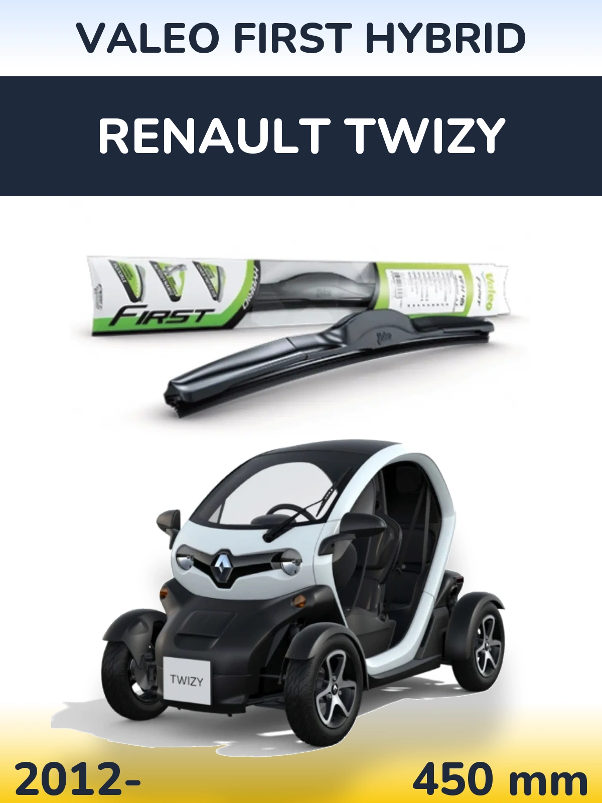 Przednia wycieraczka Valeo First Hybrid 450 mm do Renault Twizy 2012-2026