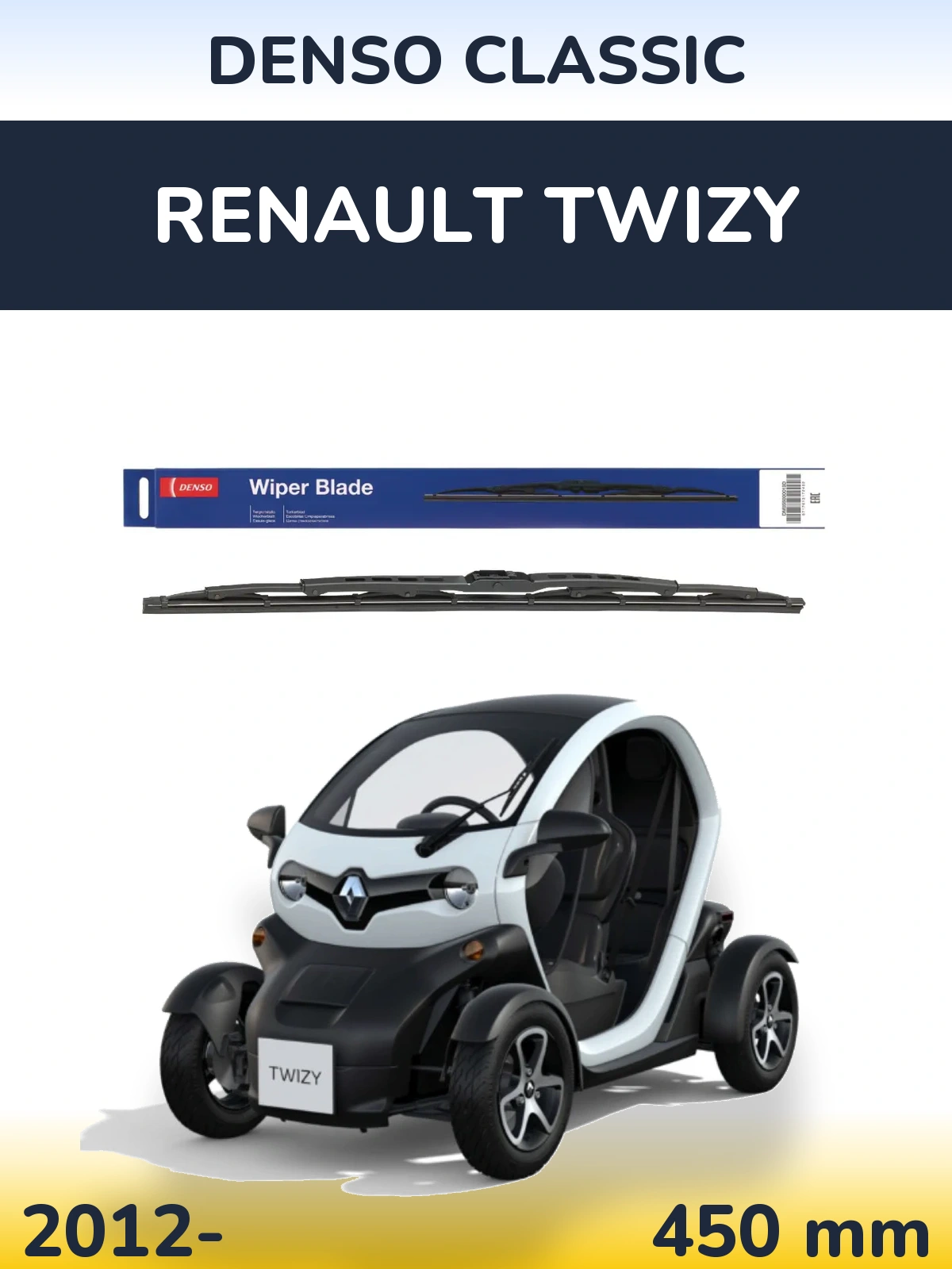 Front wiper blade Denso Classic 450 mm for Renault Twizy 2012-2026