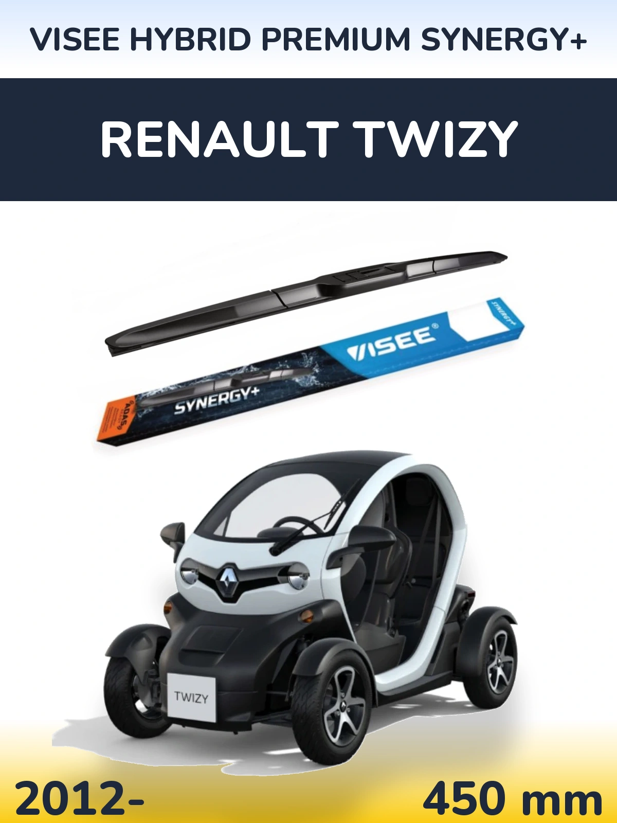 Передний дворник VISEE HYBRID PREMIUM SYNERGY+ 450 мм для Renault Twizy 2012-2026