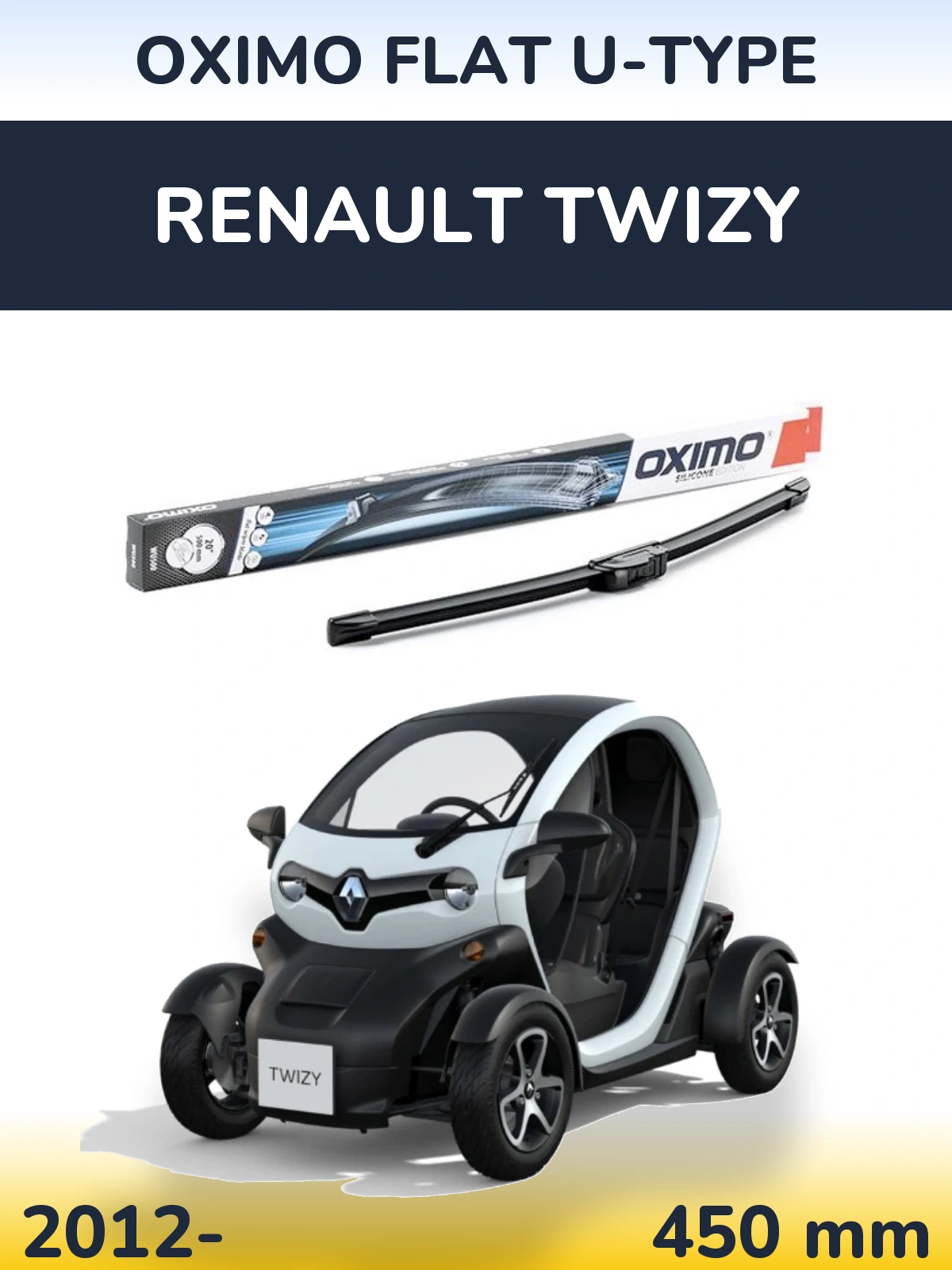 Przednia wycieraczka Oximo Flat U-type 450 mm do Renault Twizy 2012-2026