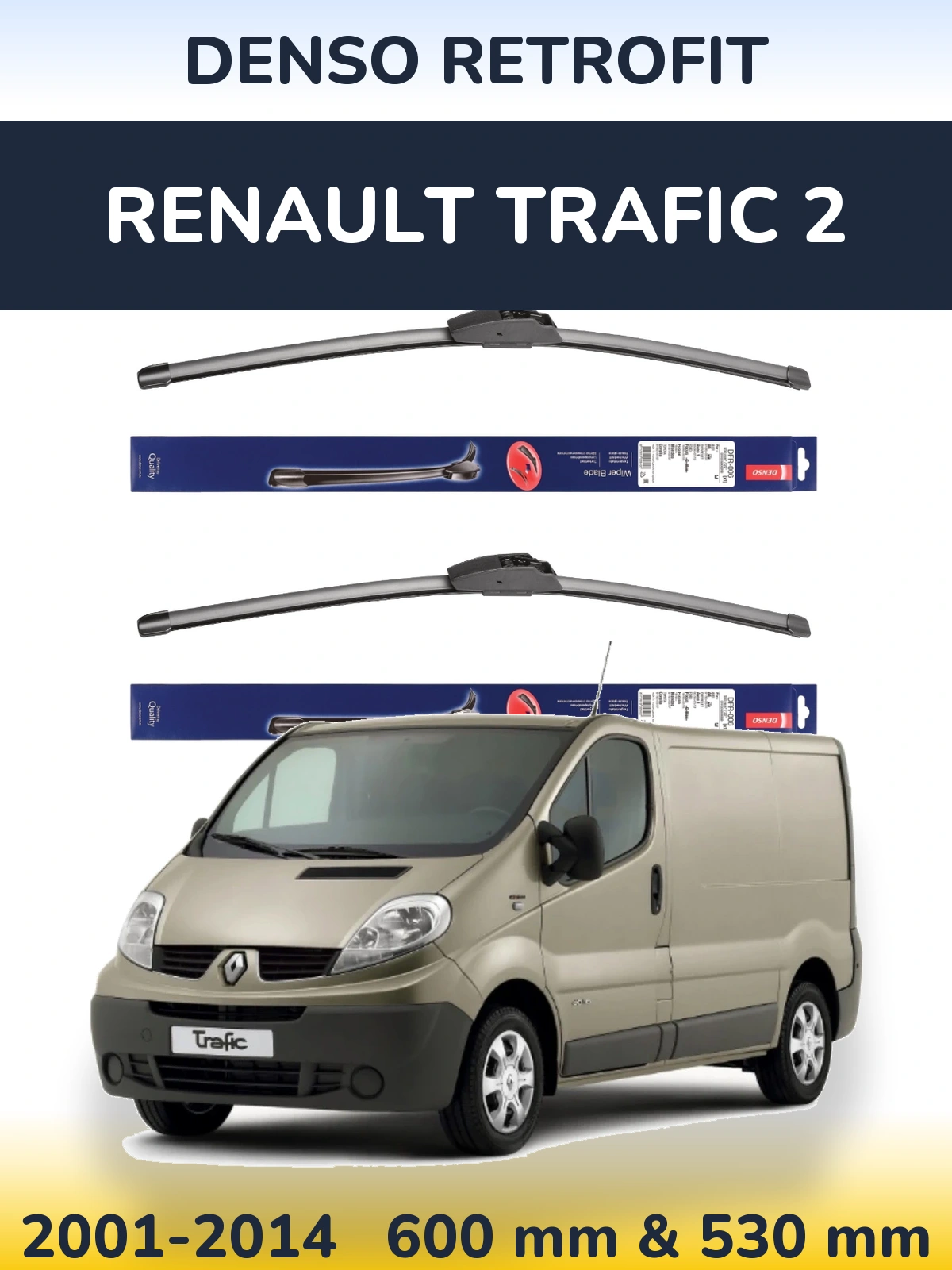 Комплект передних дворников Denso Retrofit 600 & 530 мм для Renault Trafic 2 2001-2014