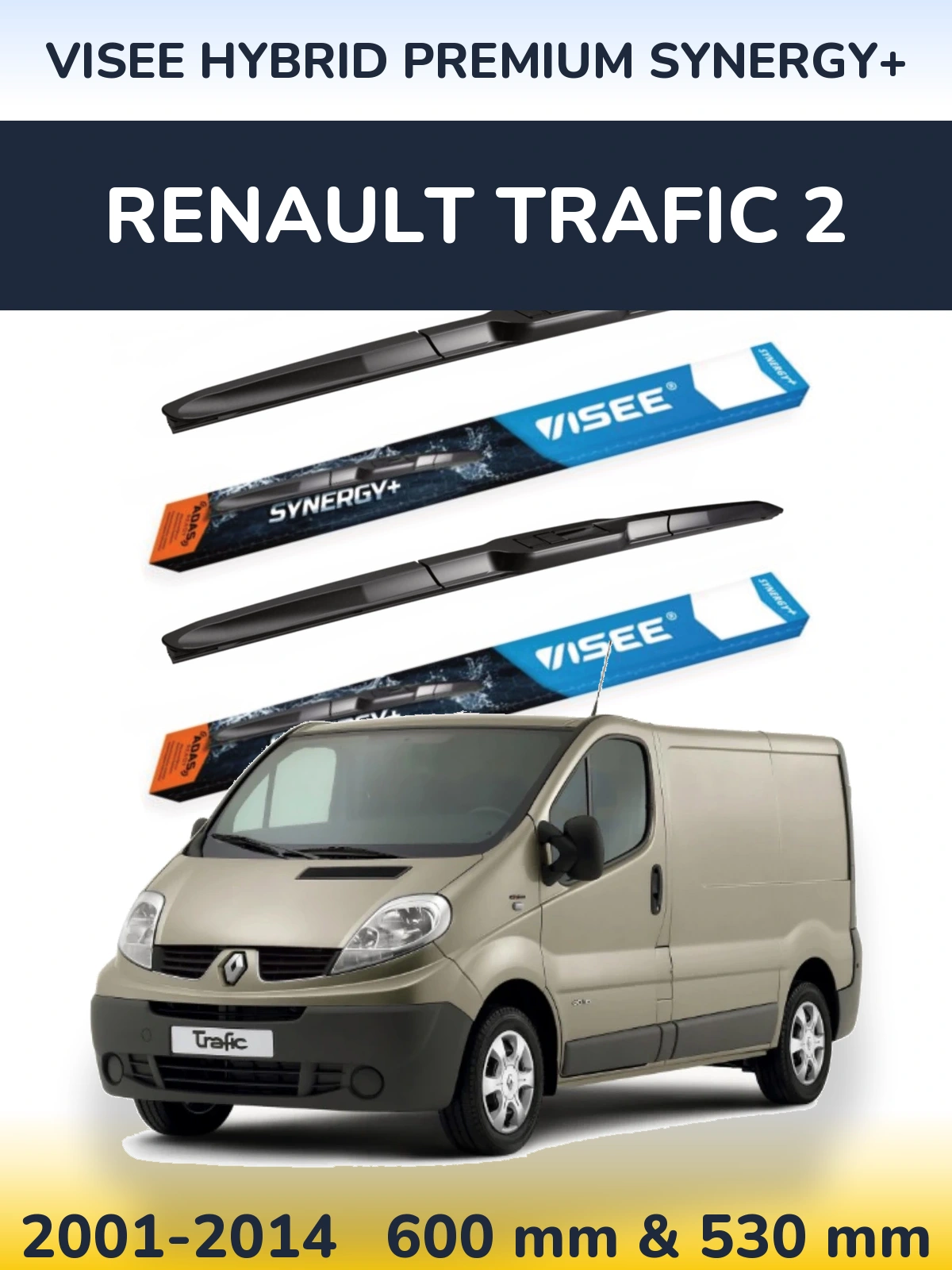 Комплект передних дворников VISEE HYBRID PREMIUM SYNERGY+ 600 & 530 мм для Renault Trafic 2 2001-2014