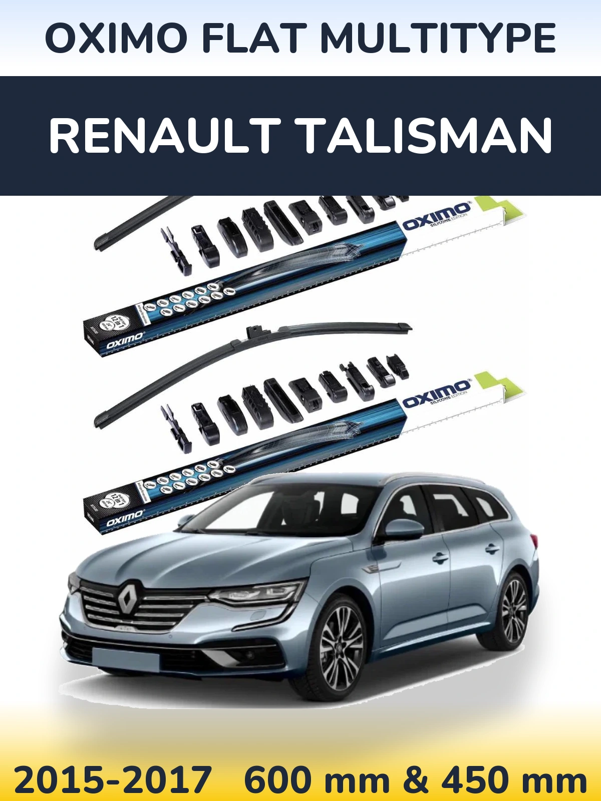 Komplet przednich wycieraczek Oximo Flat MultiType 600 & 450 mm do Renault Talisman 2015-2017