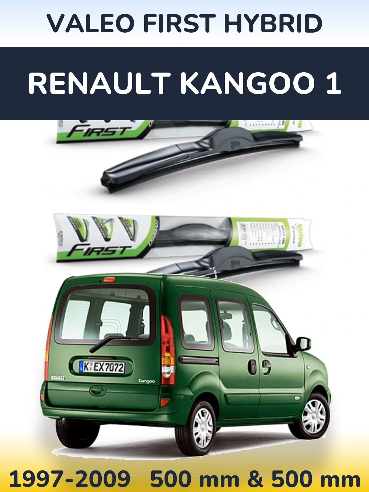 Комплект передних дворников Valeo First Hybrid 500 & 500 мм для Renault Kangoo 1 1997-2009