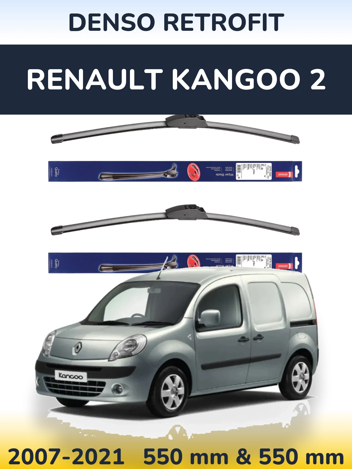 Komplet przednich wycieraczek Denso Retrofit 550 & 550 mm do Renault Kangoo 2 2007-2021