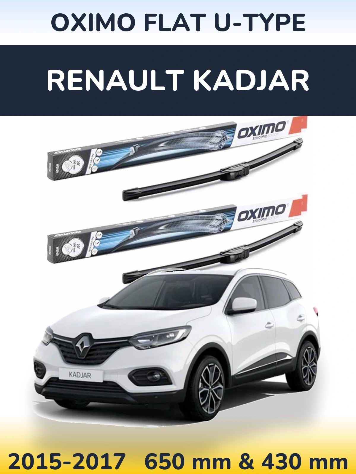 Komplet przednich wycieraczek Oximo Flat U-type 650 & 430 mm do Renault Kadjar 2015-2017