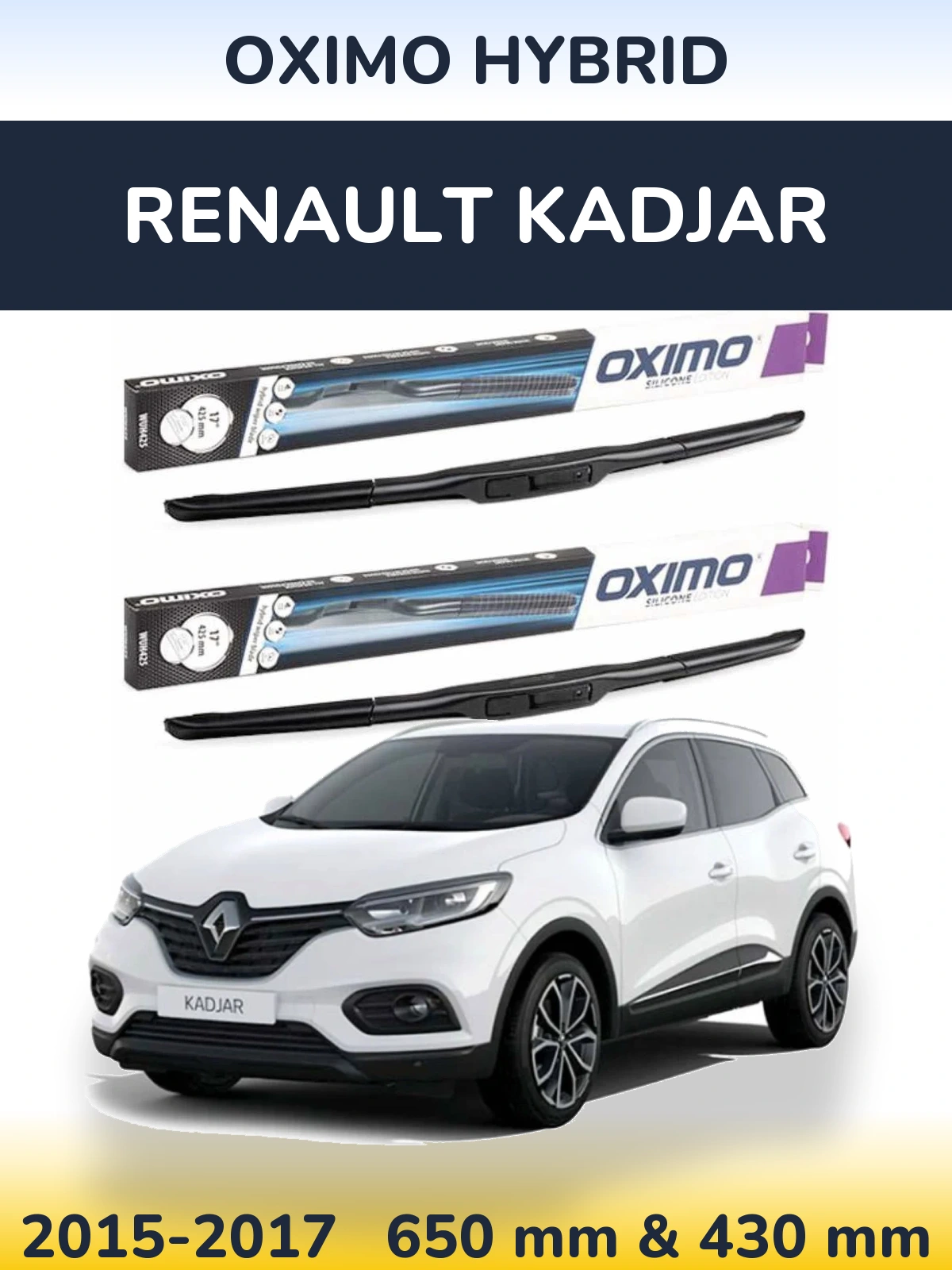 Komplet przednich wycieraczek Oximo Hybrid 650 & 430 mm do Renault Kadjar 2015-2017